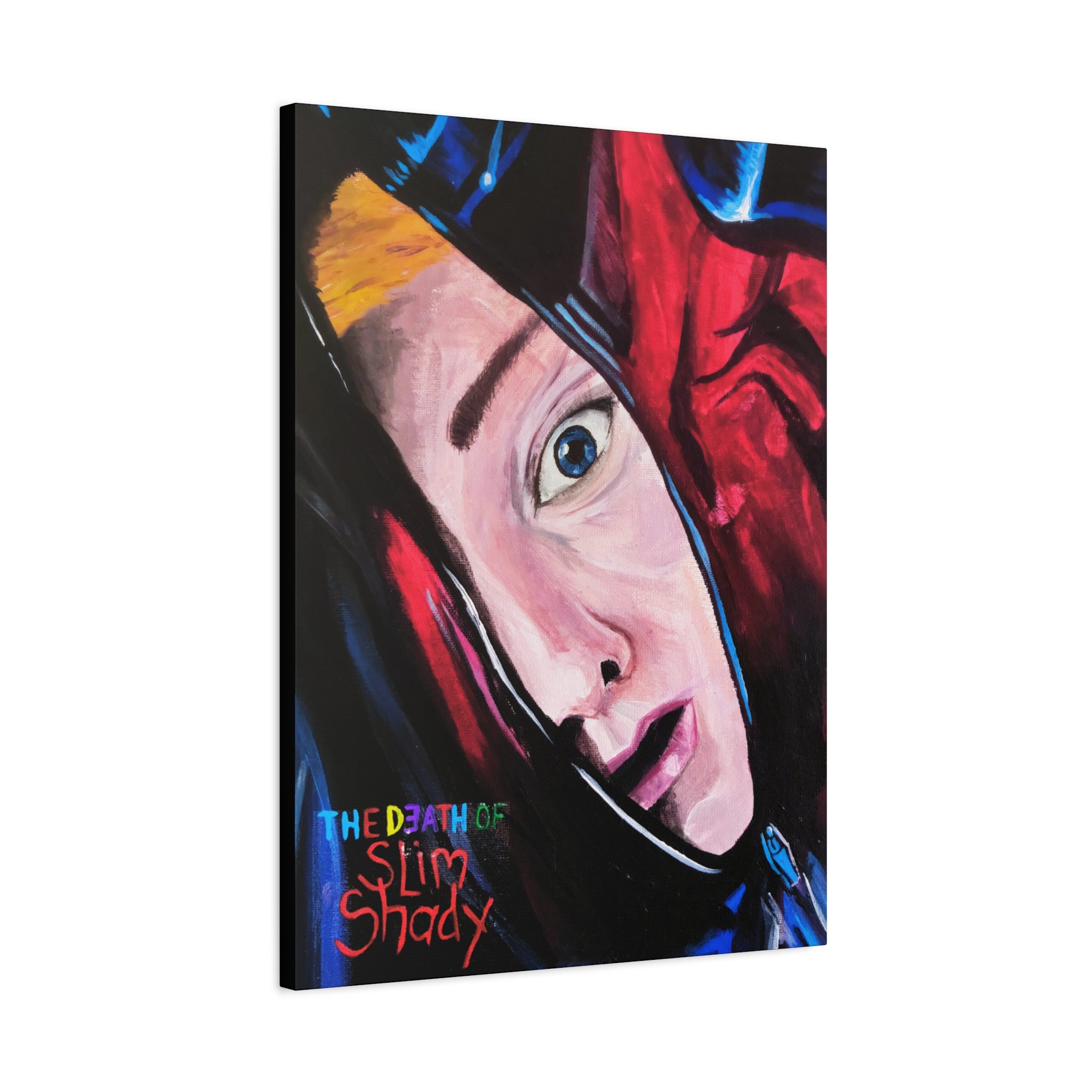 "The Death of Slim Shady" Album Cover Portrait with Acyrlic Paint Print (Stretched 1.25") Matte Canvas Print