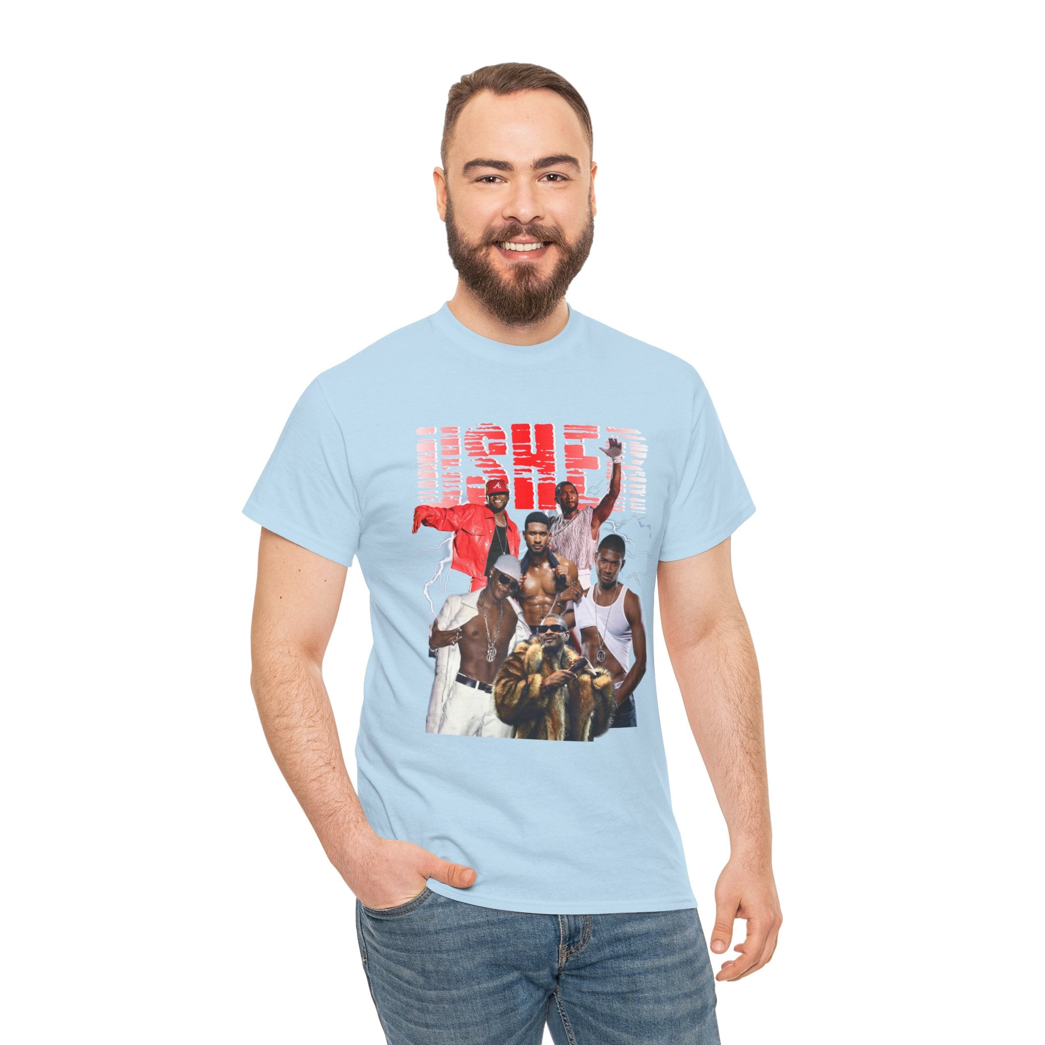 Usher Collage Graphic Tee — Retro R&B Concert Shirt