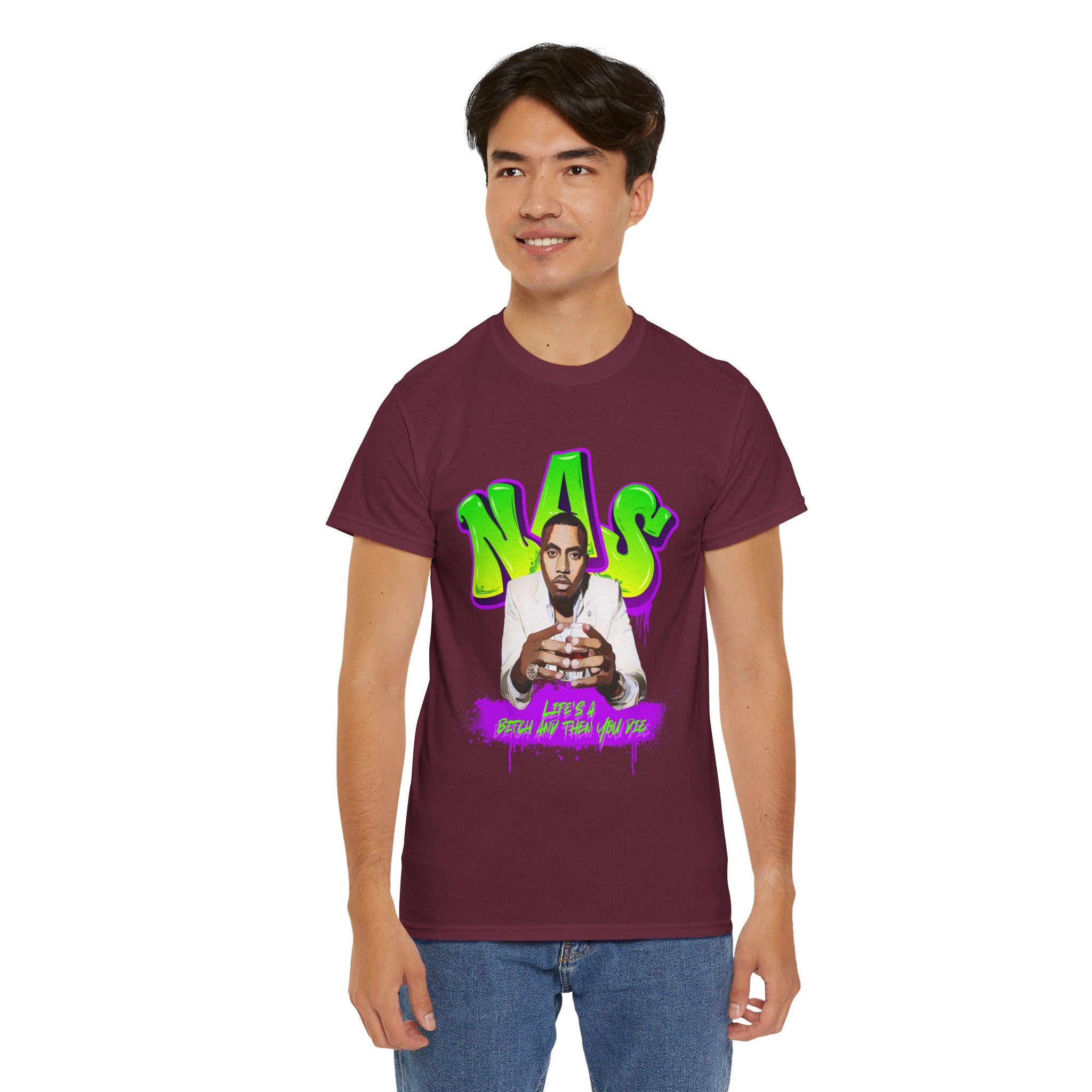 Nas Graphic Tee — Retro Graffiti Hip-Hop Tribute Shirt - Lifes a B*