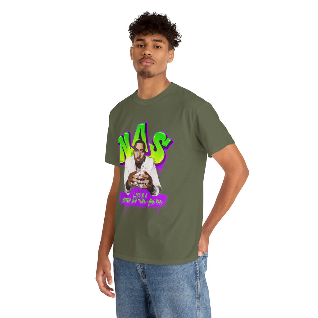 Nas Graphic Tee — Retro Graffiti Hip-Hop Tribute Shirt - Lifes a B*