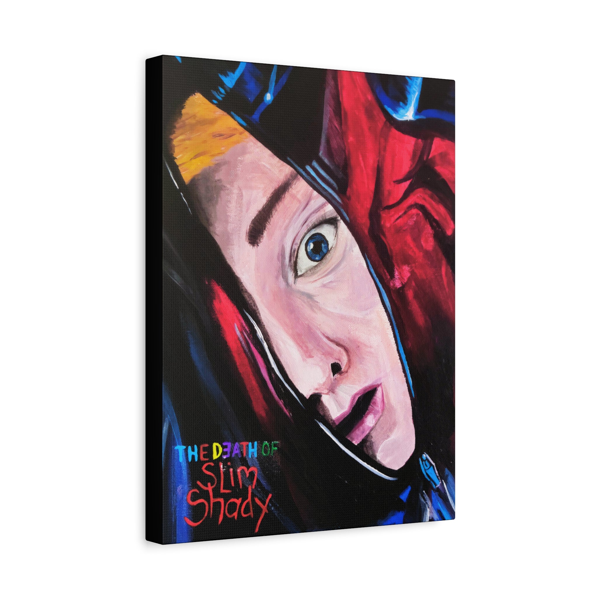 "The Death of Slim Shady" Album Cover Portrait with Acyrlic Paint Print (Stretched 1.25") Matte Canvas Print