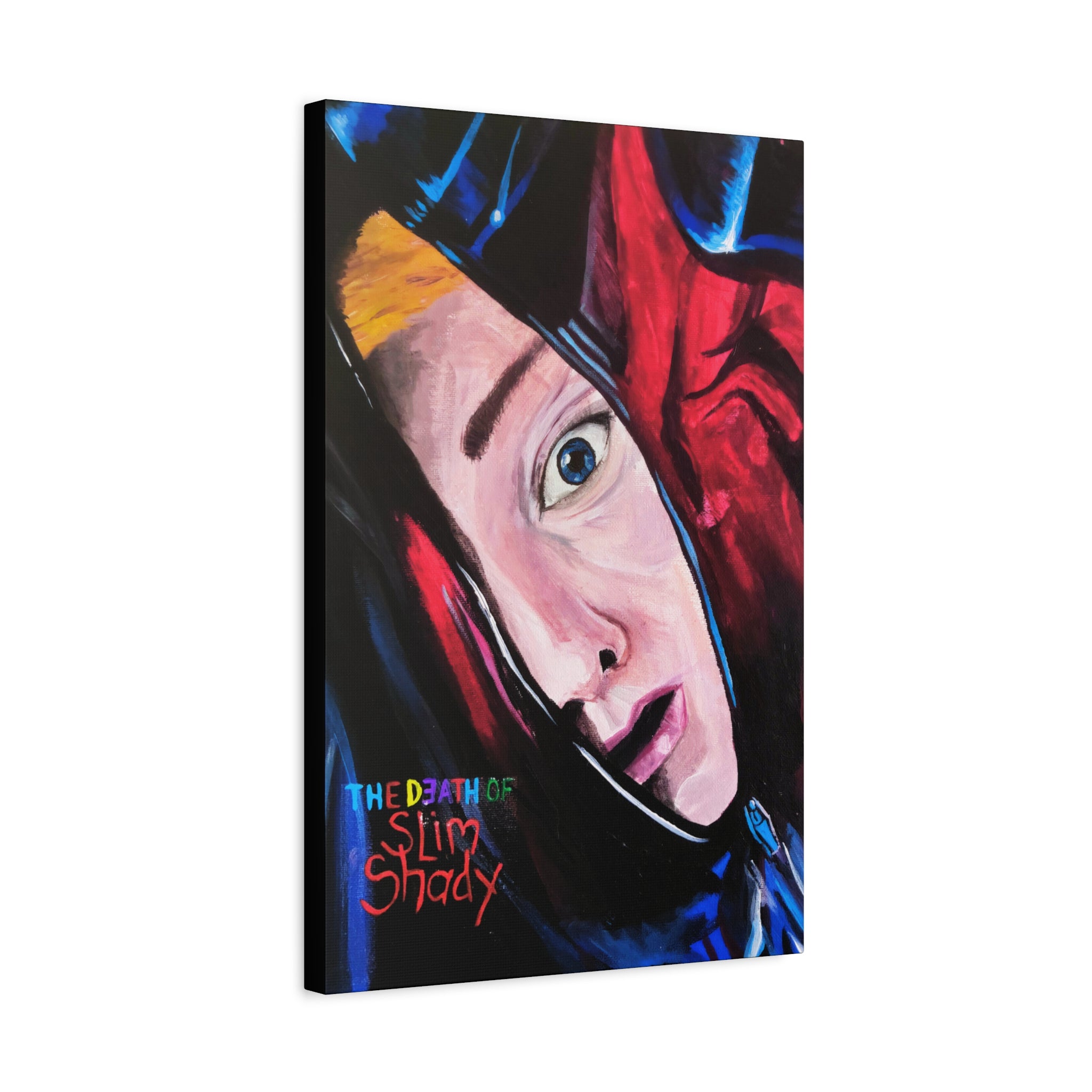 "The Death of Slim Shady" Album Cover Portrait with Acyrlic Paint Print (Stretched 1.25") Matte Canvas Print