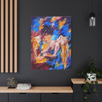 "Desire" - Abstract Expressionist Canvas Wall Art — Colorful Reclining Figure Matte Stretched Canvas