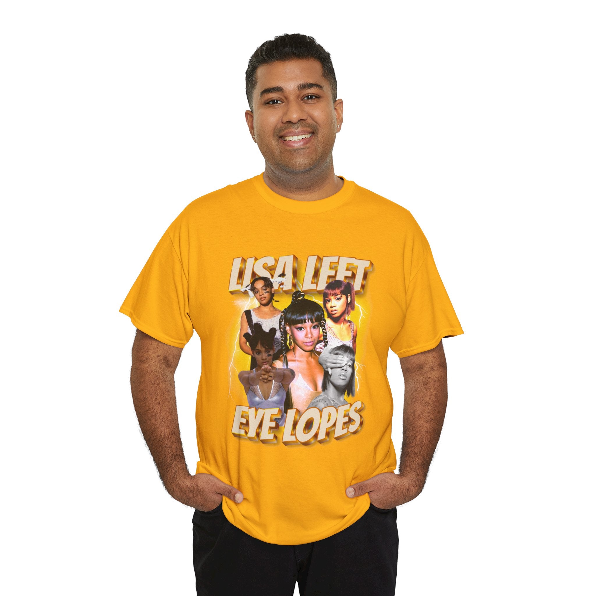 Lisa Left Eye Lopes Graphic Tee — Retro Collage Photo Design with 'Lisa Left Eve Lopes' Text