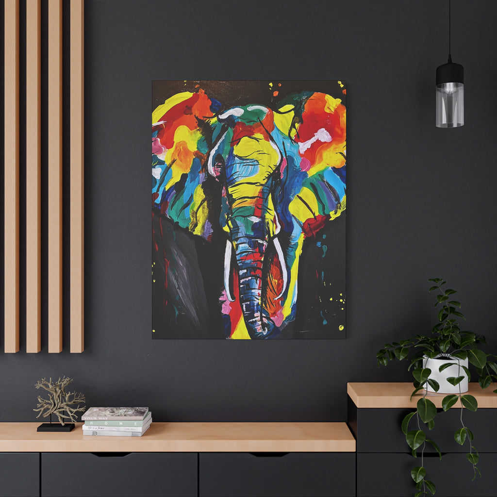 Colorful Elephant Canvas Wall Art — Vibrant Abstract Safari Print