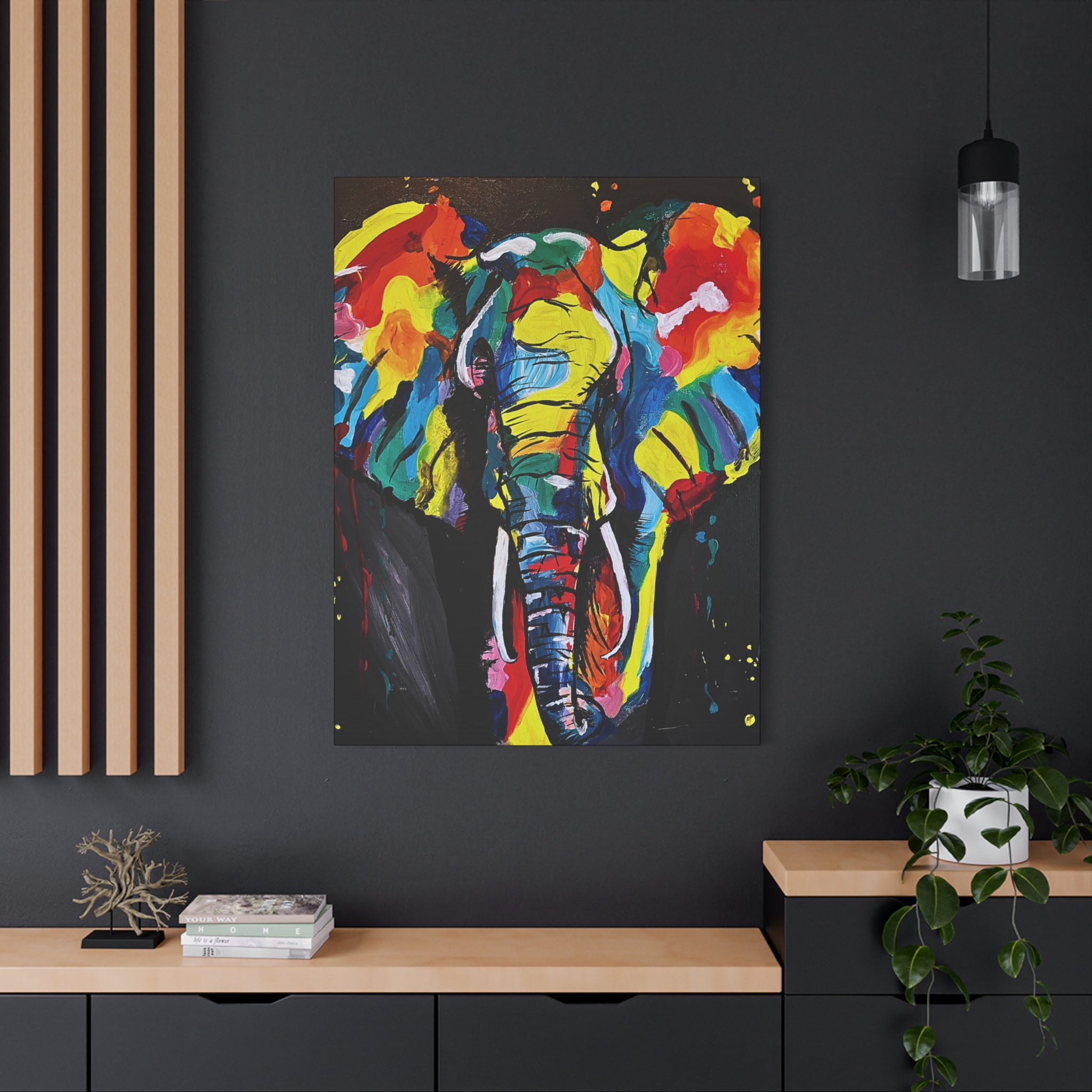 Colorful Elephant Canvas Wall Art — Vibrant Abstract Safari Print