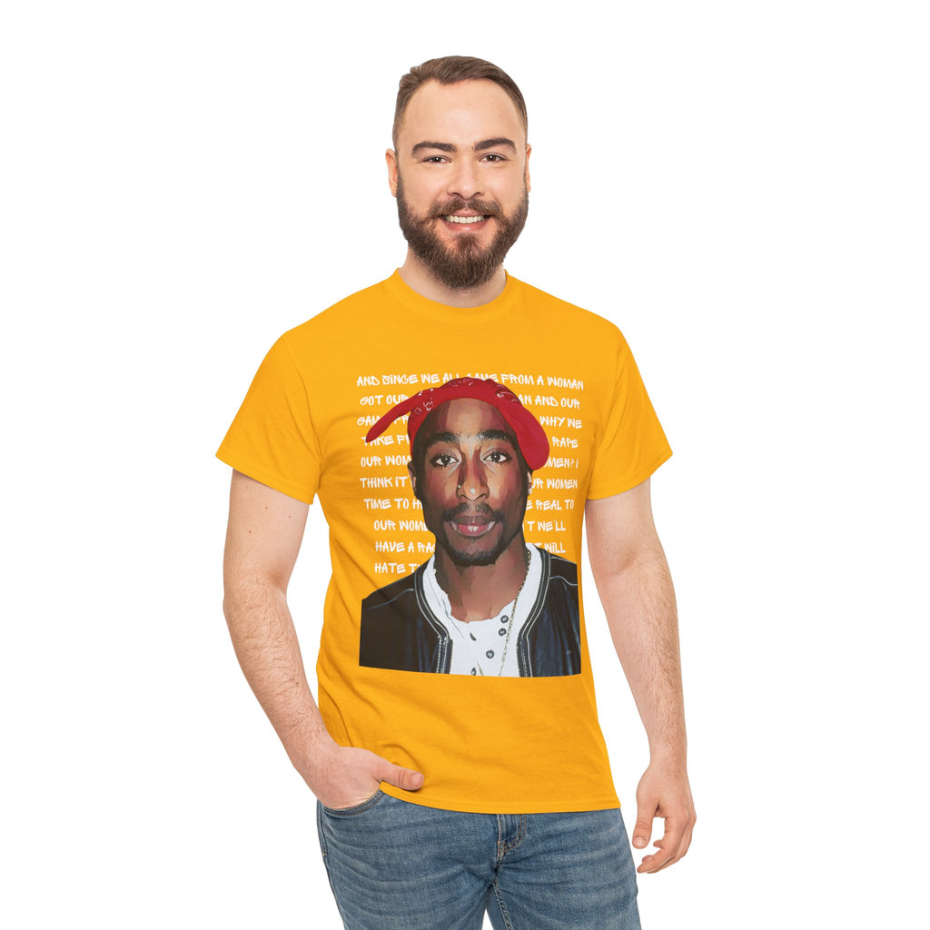 Pac Graphic Photo Tee with Keep Your Head Up Lyrics Text