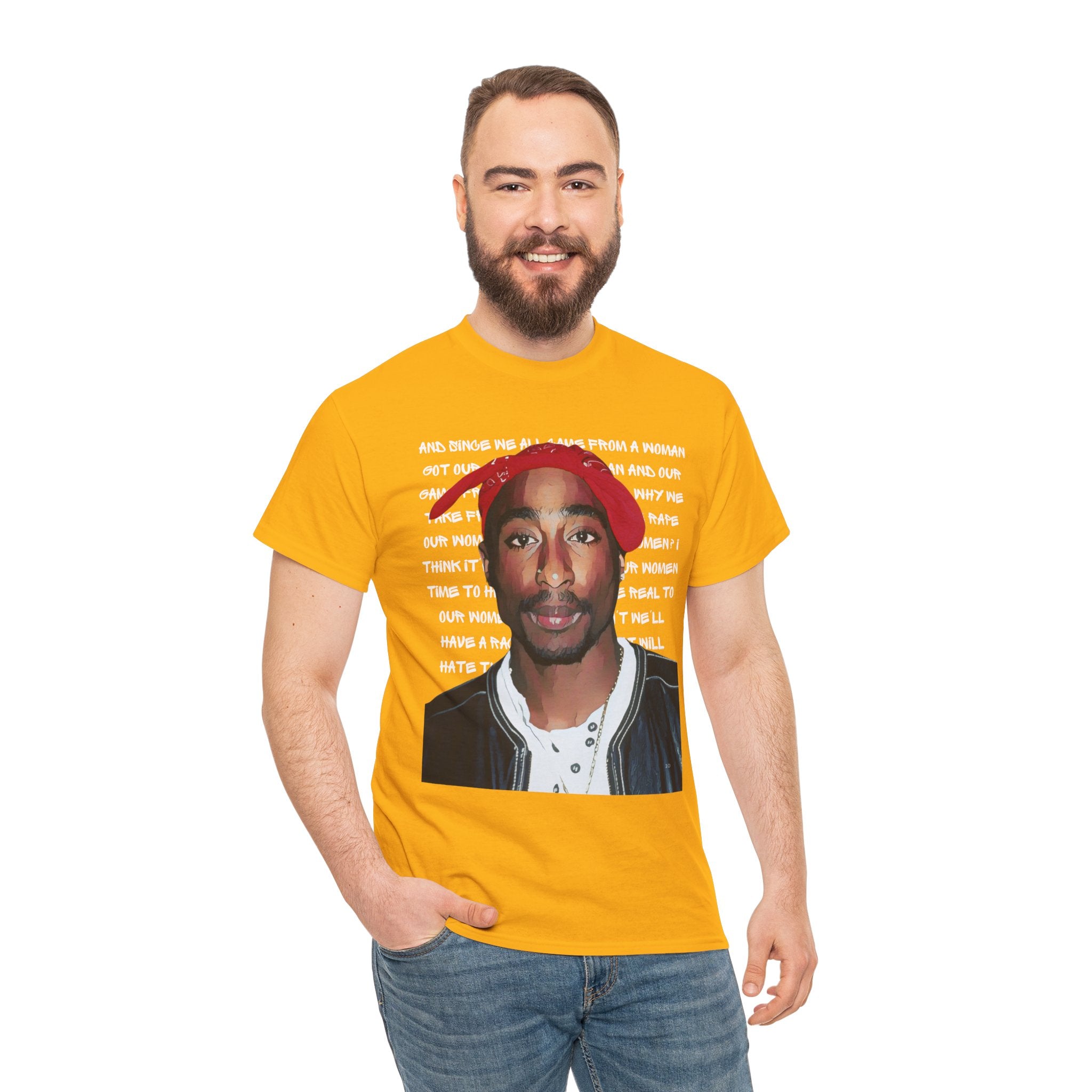 Pac Graphic Photo Tee with Keep Your Head Up Lyrics Text