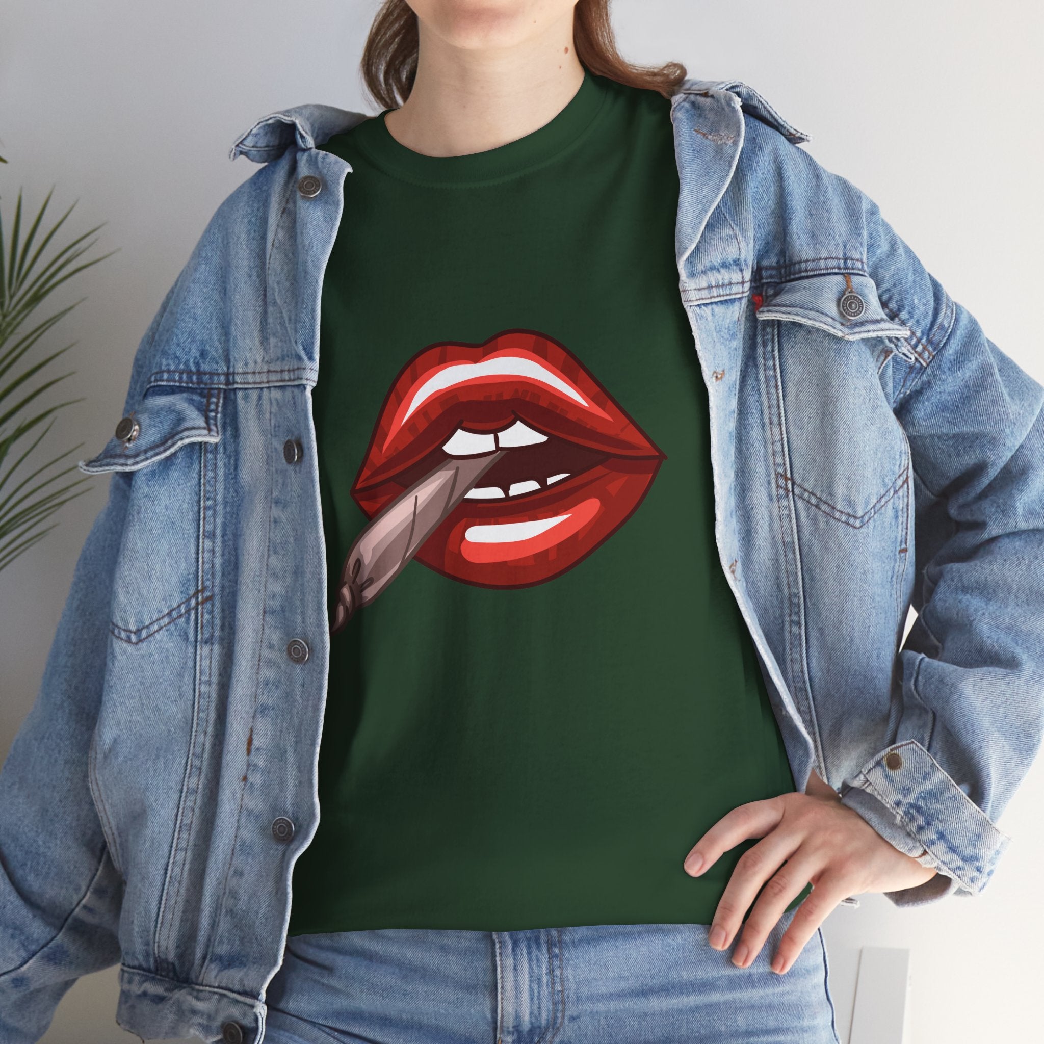 Graphic Tee — Red Lips Smoking Joint Design