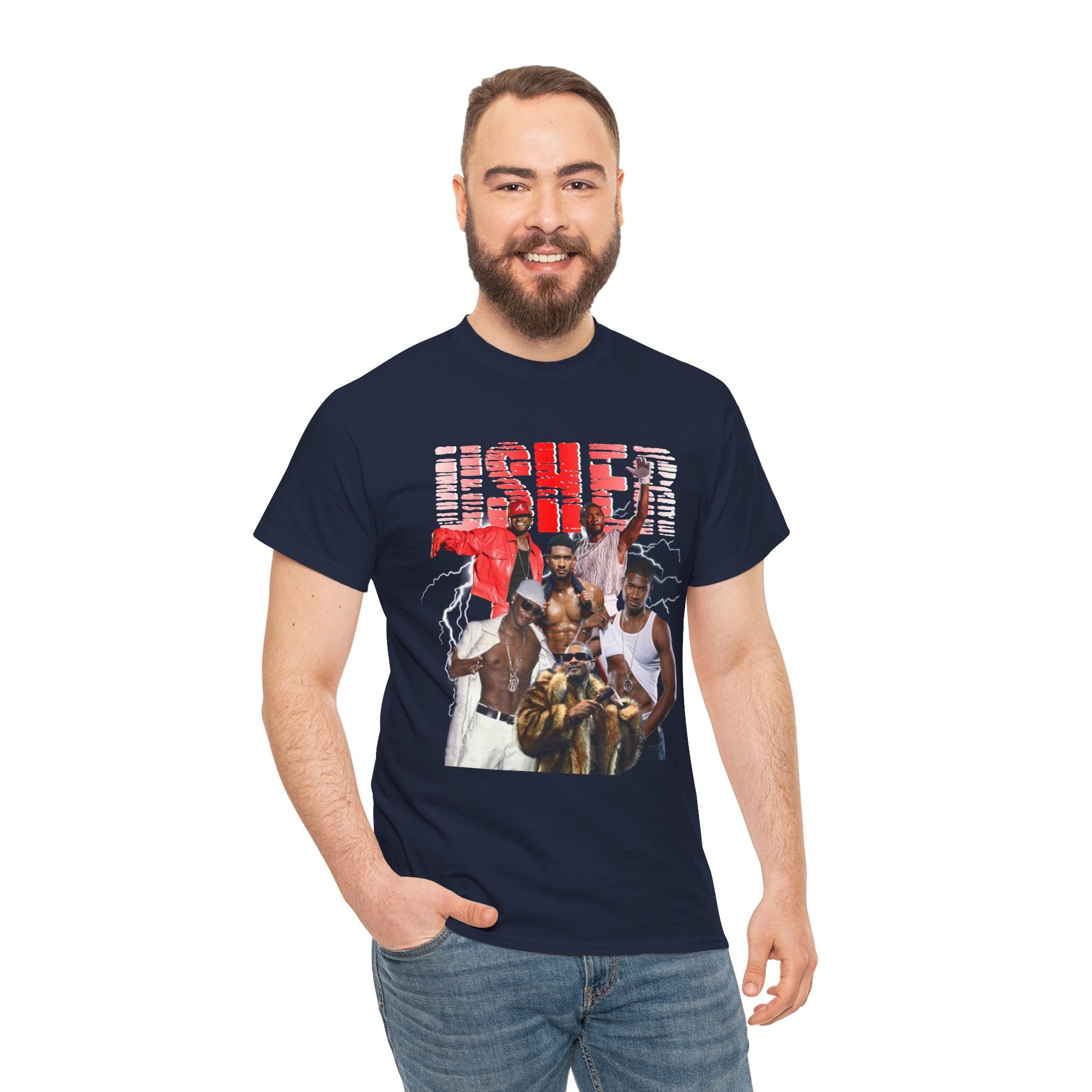 Usher Collage Graphic Tee — Retro R&B Concert Shirt