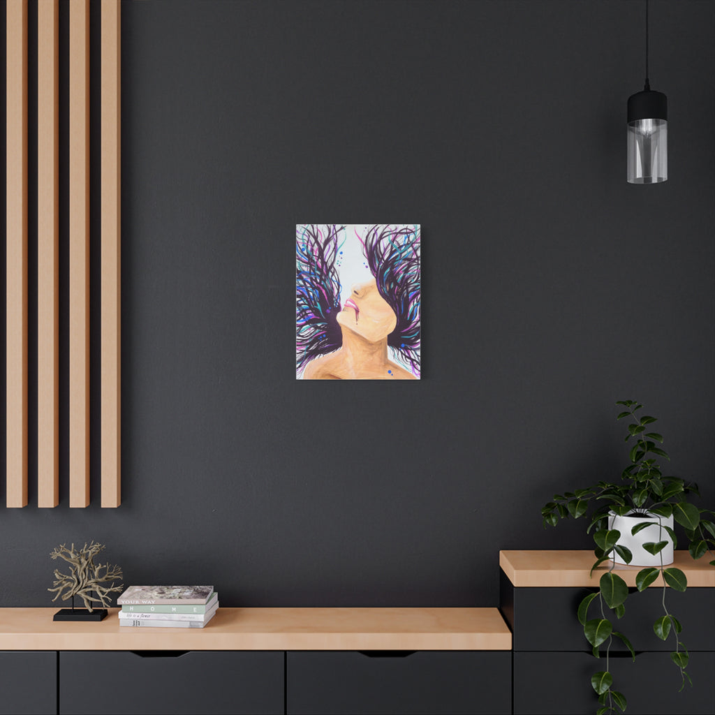 'Wild' - Surreal Woman with Flowing Hair Matte Canvas Wall Art