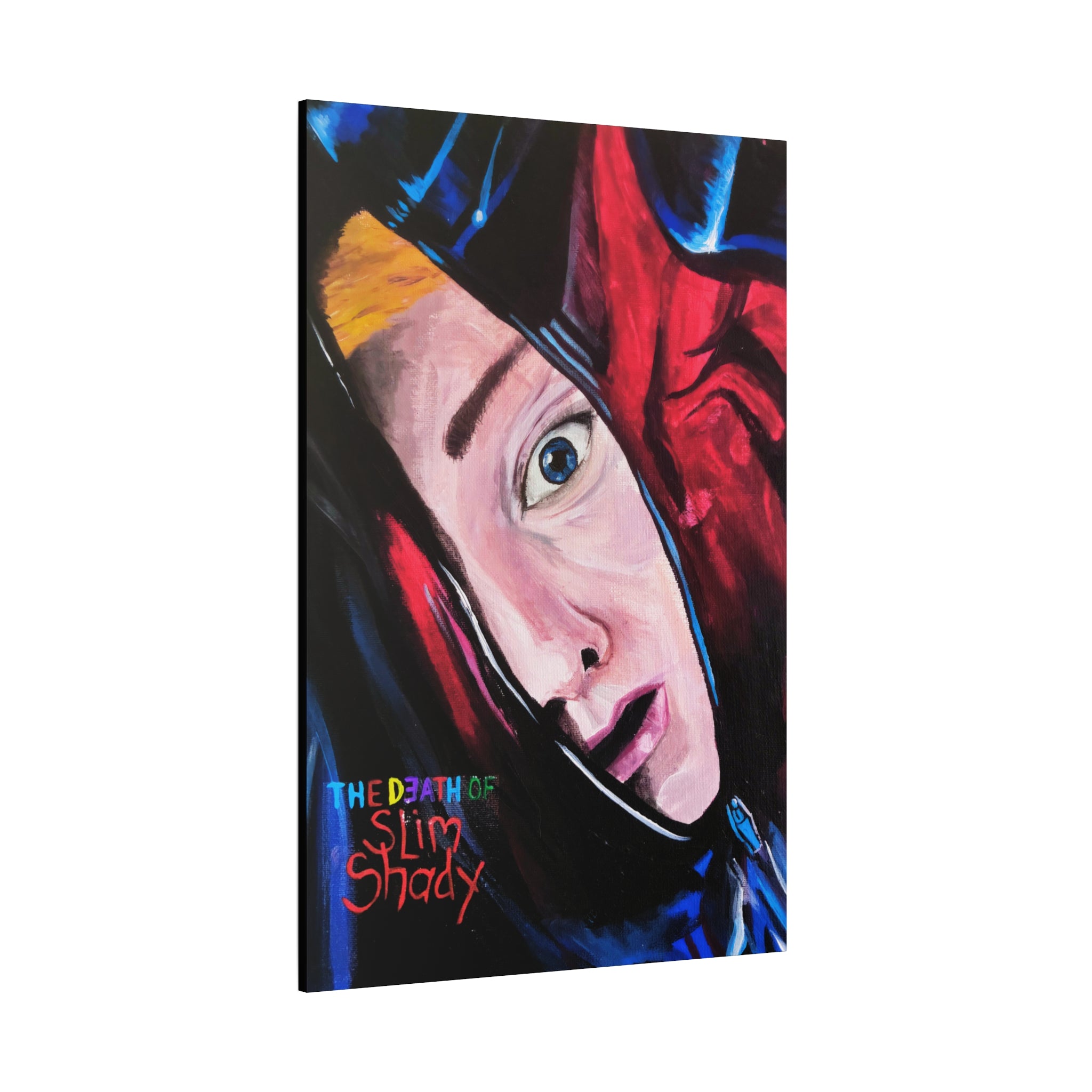 "The Death of Slim Shady" Album Cover Portrait with Acyrlic Paint Print (Stretched 1.25") Matte Canvas Print