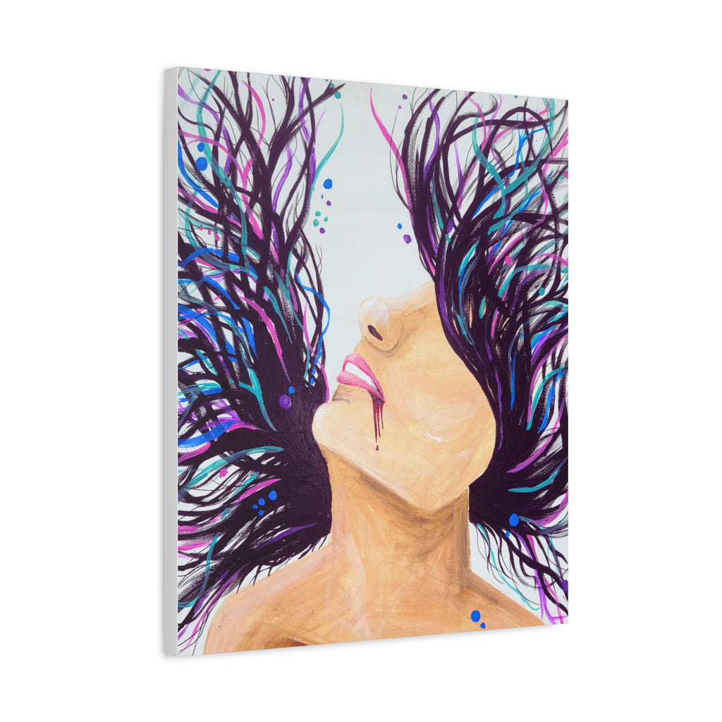 'Wild' - Surreal Woman with Flowing Hair Matte Canvas Wall Art