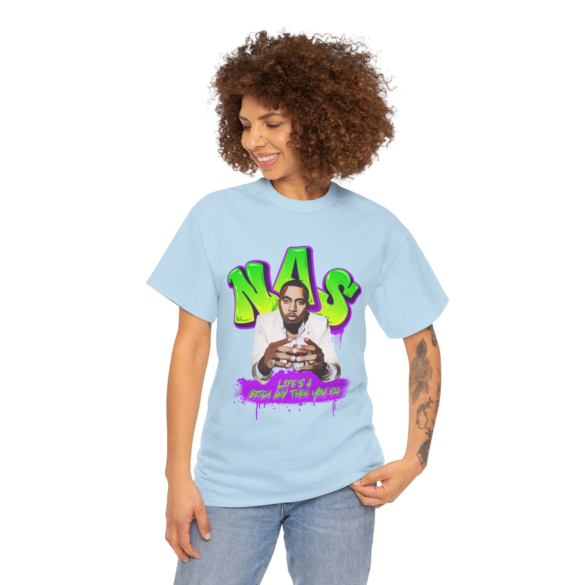 Nas Graphic Tee — Retro Graffiti Hip-Hop Tribute Shirt - Lifes a B*