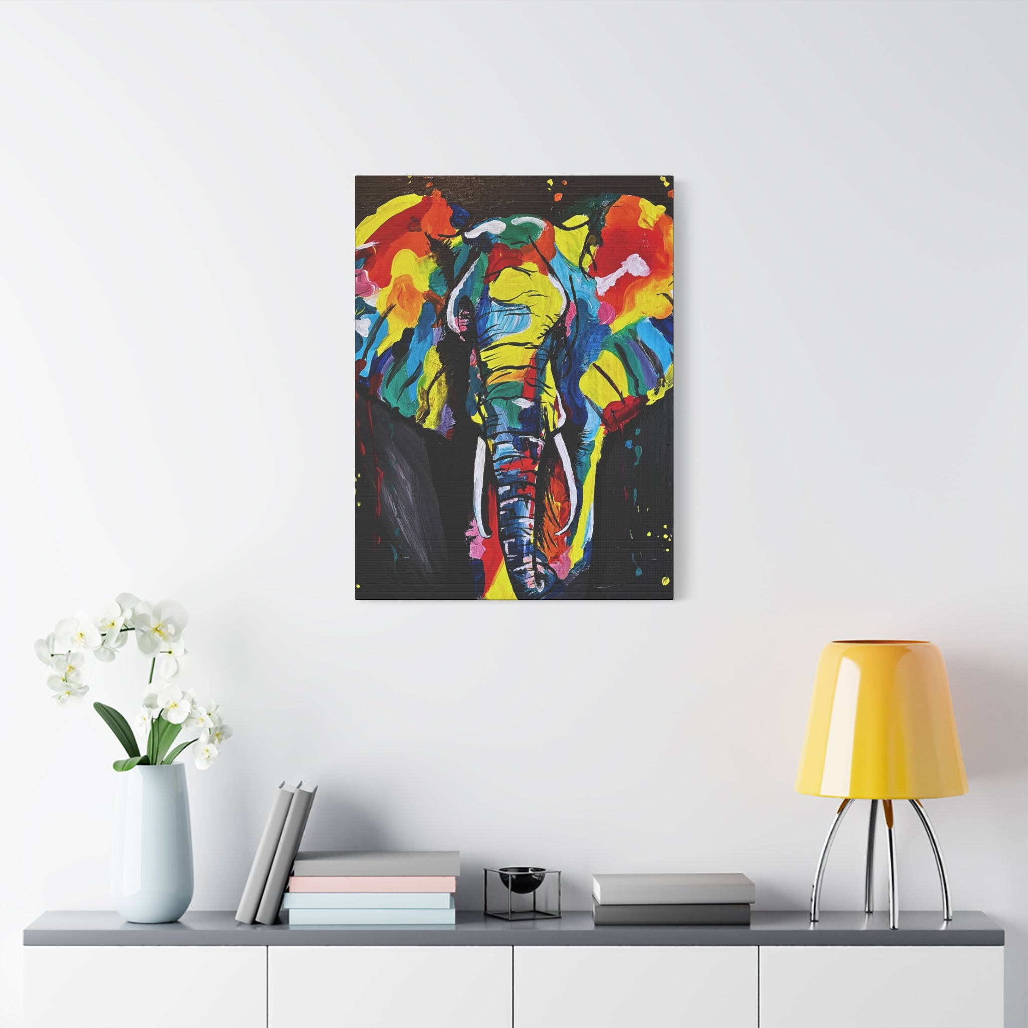 Colorful Elephant Canvas Wall Art — Vibrant Abstract Safari Print