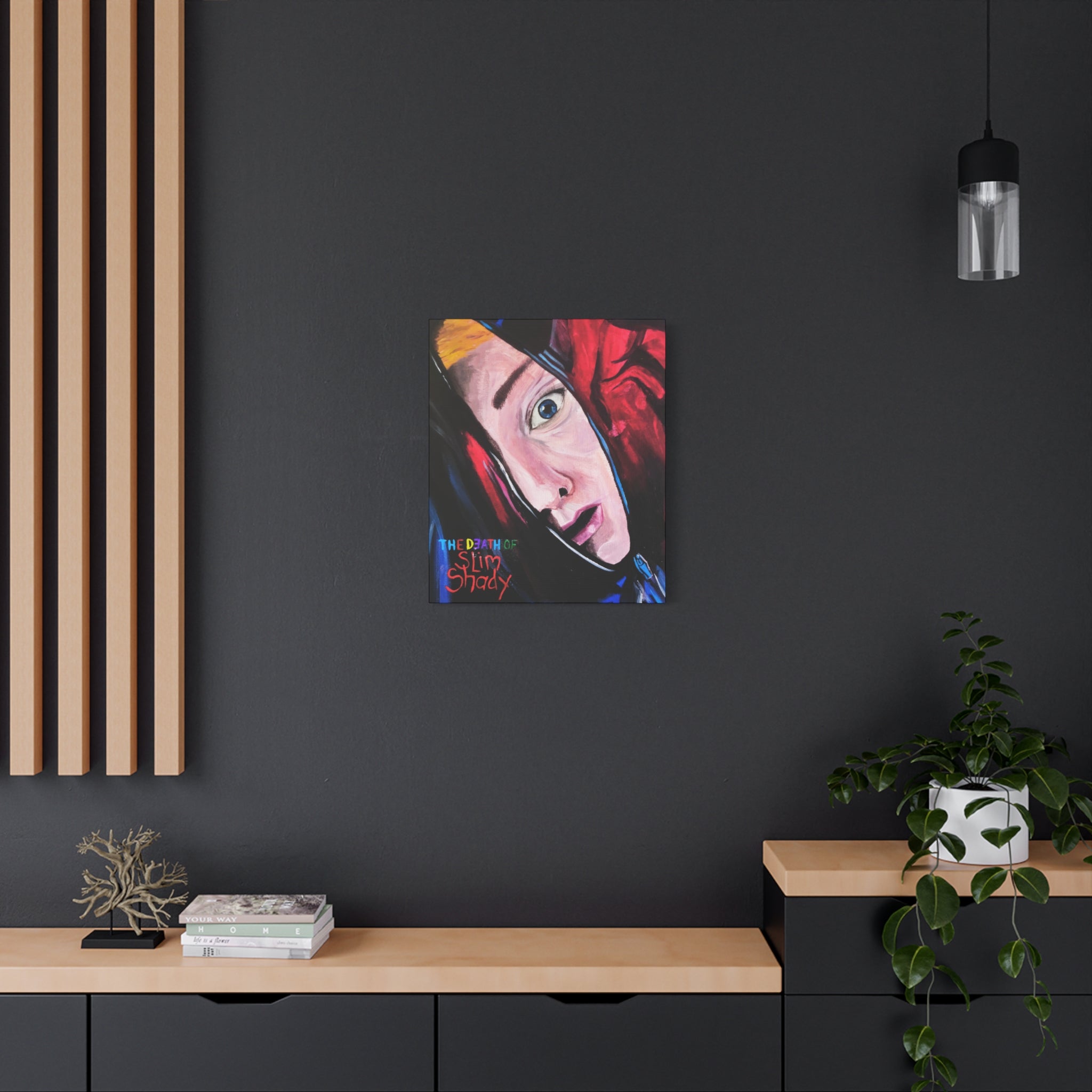 "The Death of Slim Shady" Album Cover Portrait with Acyrlic Paint Print (Stretched 1.25") Matte Canvas Print