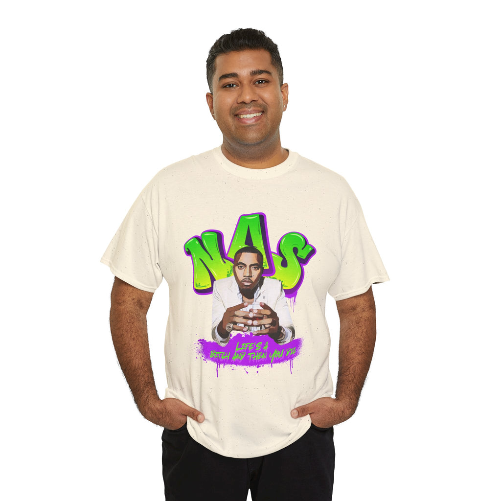 Nas Graphic Tee — Retro Graffiti Hip-Hop Tribute Shirt - Lifes a B*