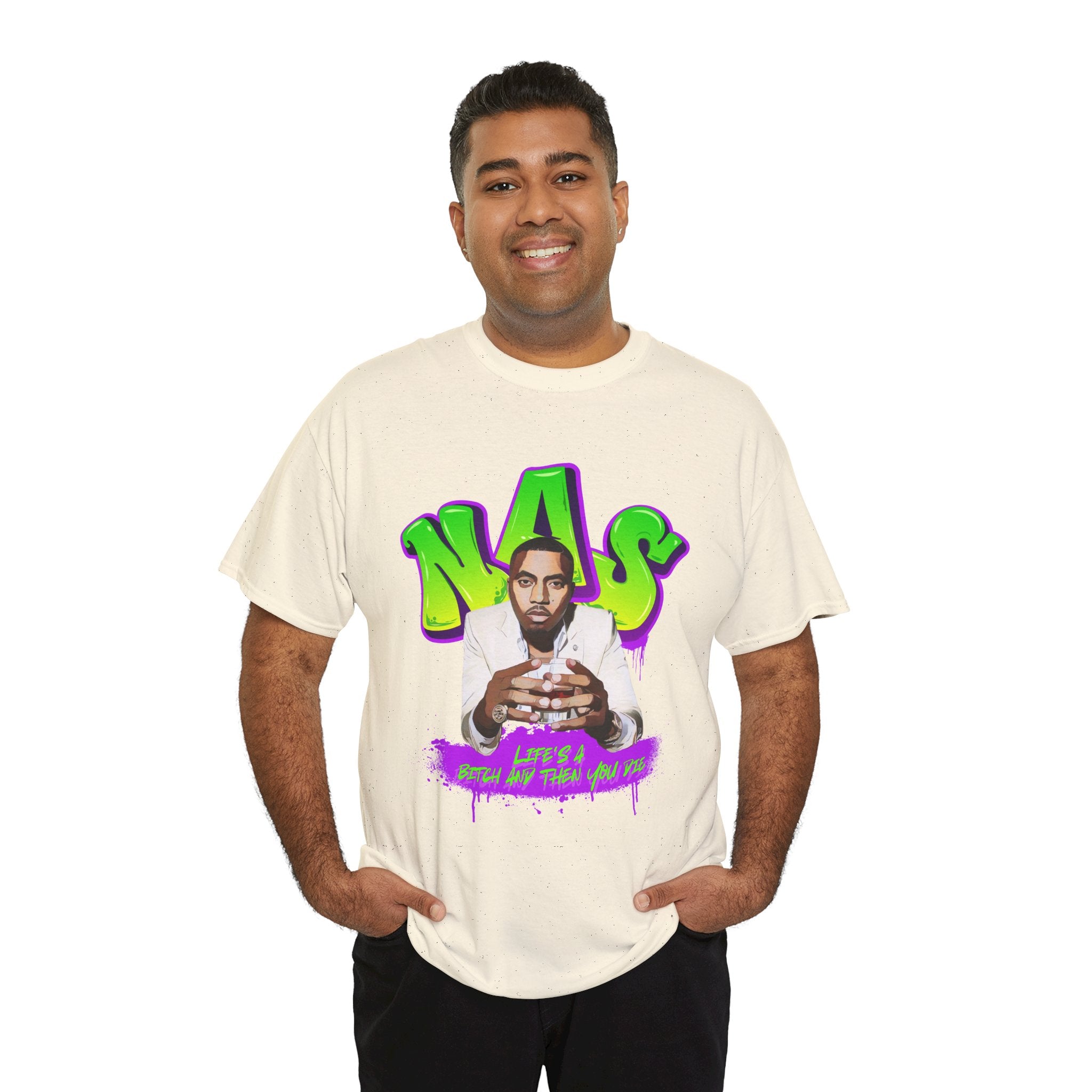 Nas Graphic Tee — Retro Graffiti Hip-Hop Tribute Shirt - Lifes a B*