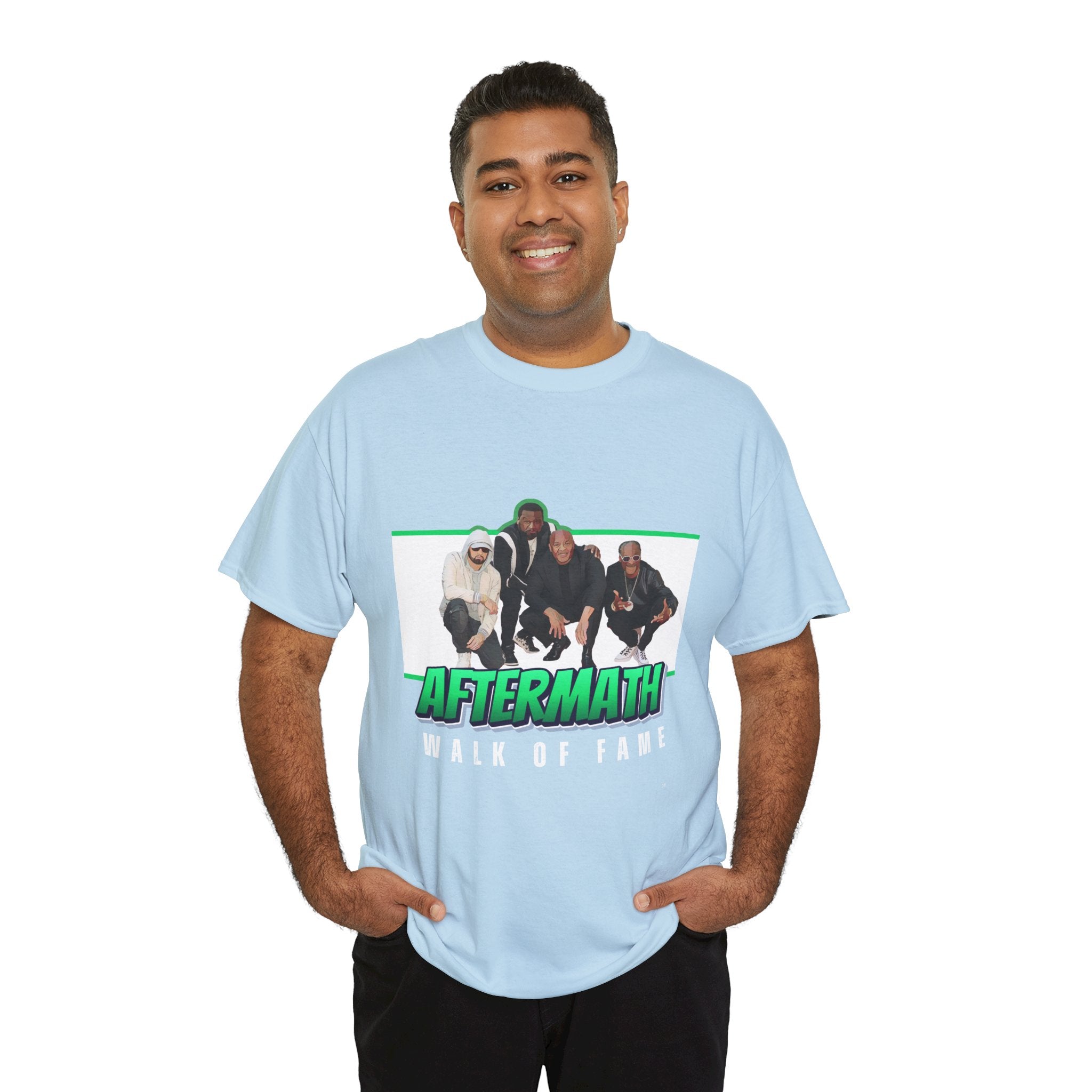 Em, Dre, Snoop, 50 - Unisex Heavy Cotton Tee - "Aftermath" Walk of Fame Graphic Tee