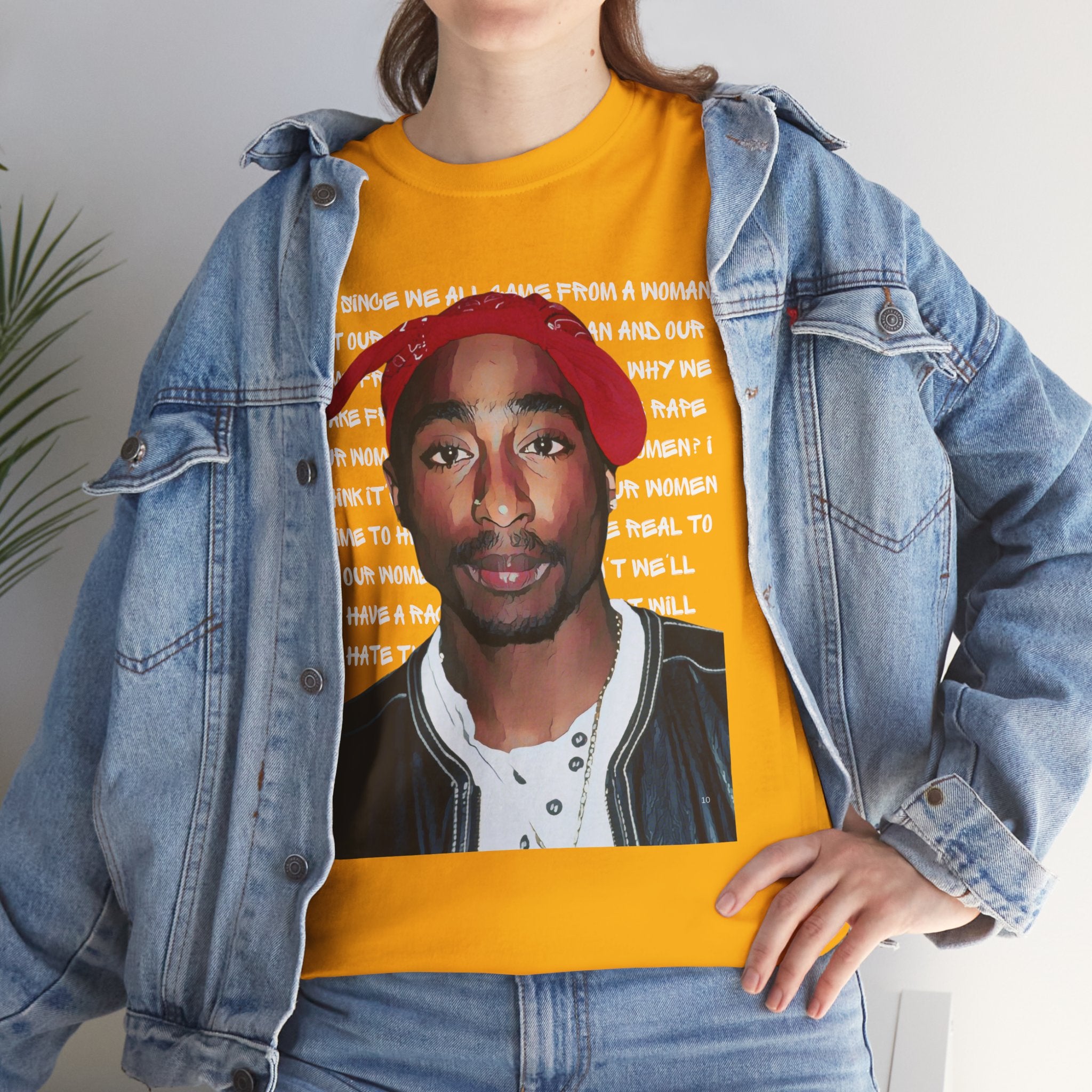 Pac Graphic Photo Tee with Keep Your Head Up Lyrics Text