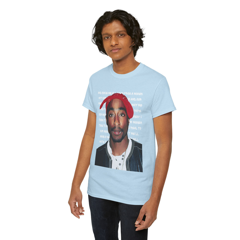 Pac Graphic Photo Tee with Keep Your Head Up Lyrics Text