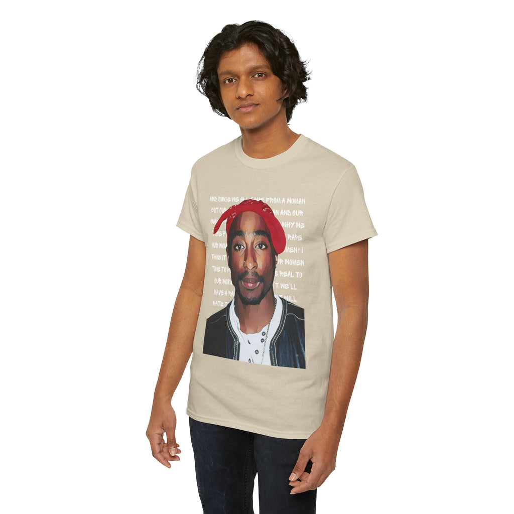 Pac Graphic Photo Tee with Keep Your Head Up Lyrics Text