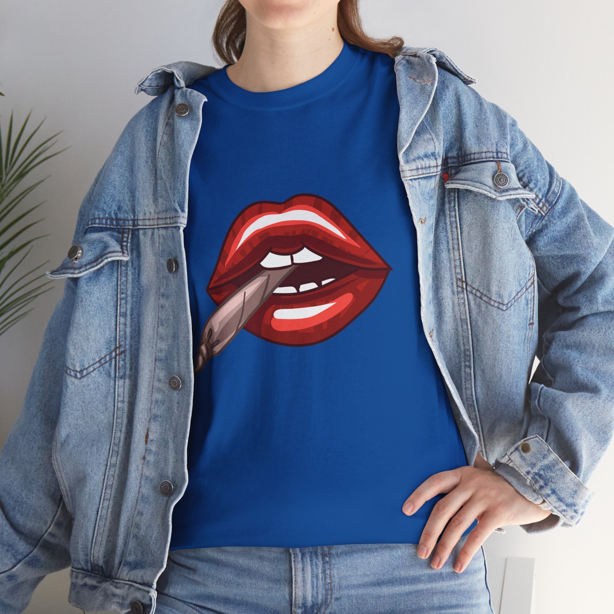 Graphic Tee — Red Lips Smoking Joint Design