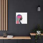'Discovery' - Neon Drip Girl Acrylic Paint Print (Matte Canvas Wall Art) — Colorful Female Silhouette, Modern Pop Art Décor