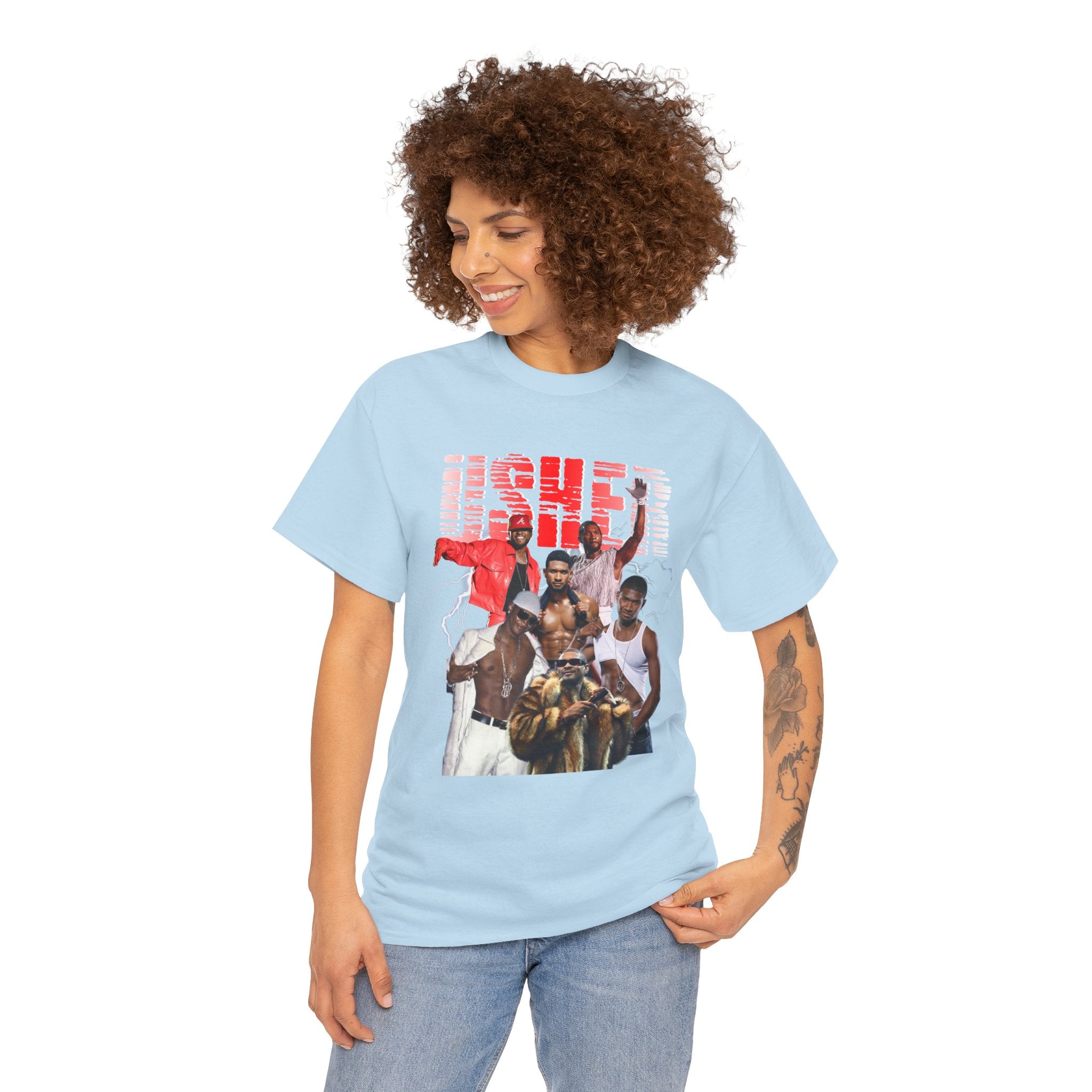 Usher Collage Graphic Tee — Retro R&B Concert Shirt