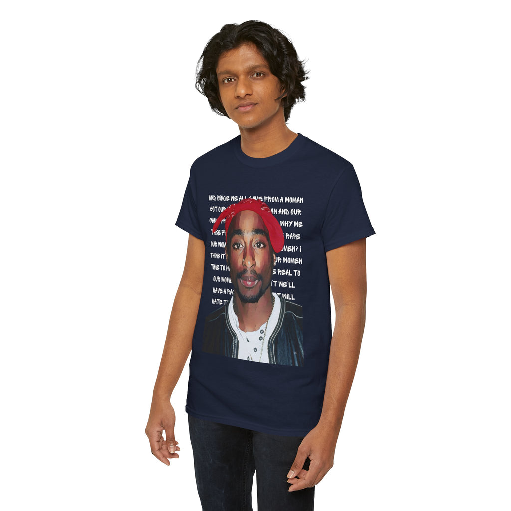 Pac Graphic Photo Tee with Keep Your Head Up Lyrics Text