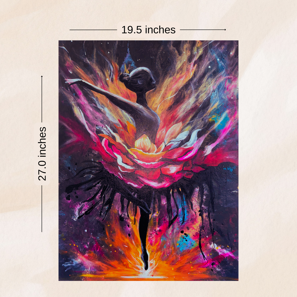 'The Reset'- Floral Ballerina emerging from the flames - Original Acrylic Painting