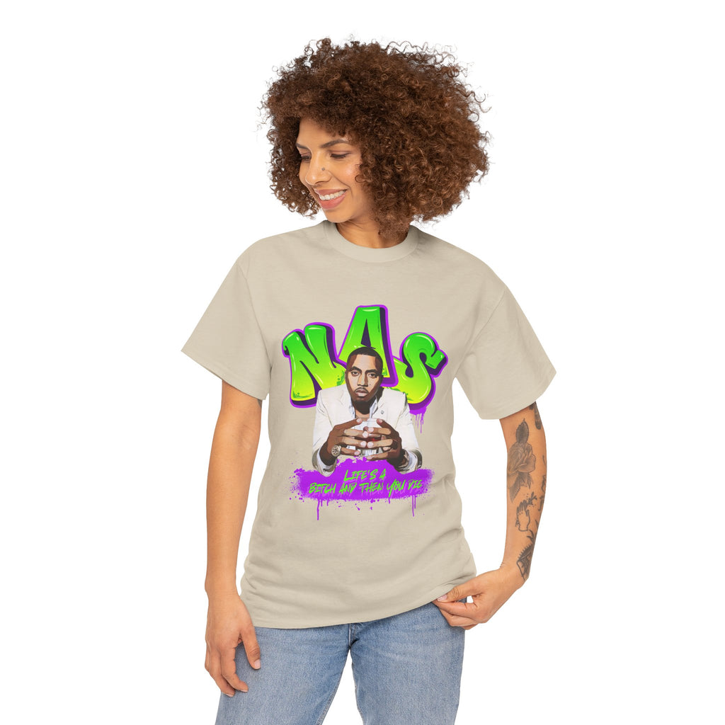 Nas Graphic Tee — Retro Graffiti Hip-Hop Tribute Shirt - Lifes a B*
