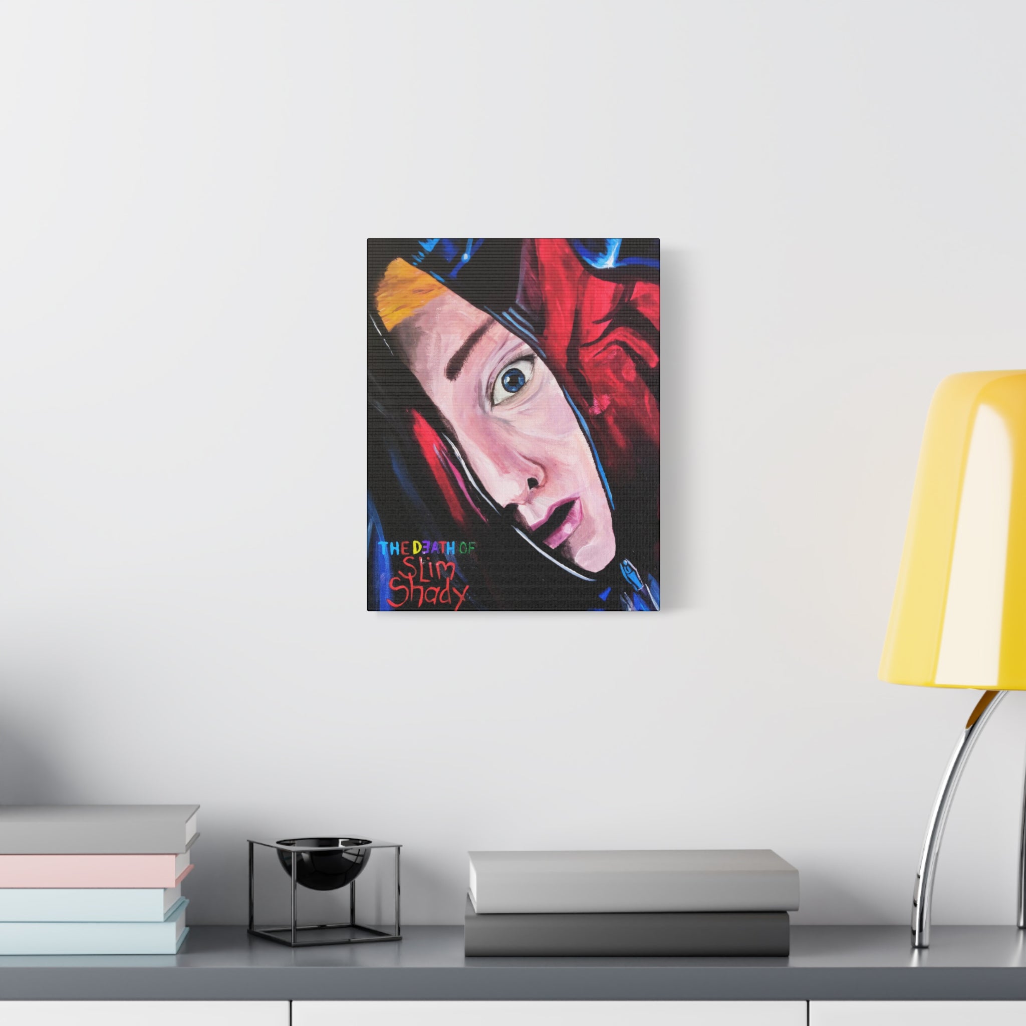 "The Death of Slim Shady" Album Cover Portrait with Acyrlic Paint Print (Stretched 1.25") Matte Canvas Print