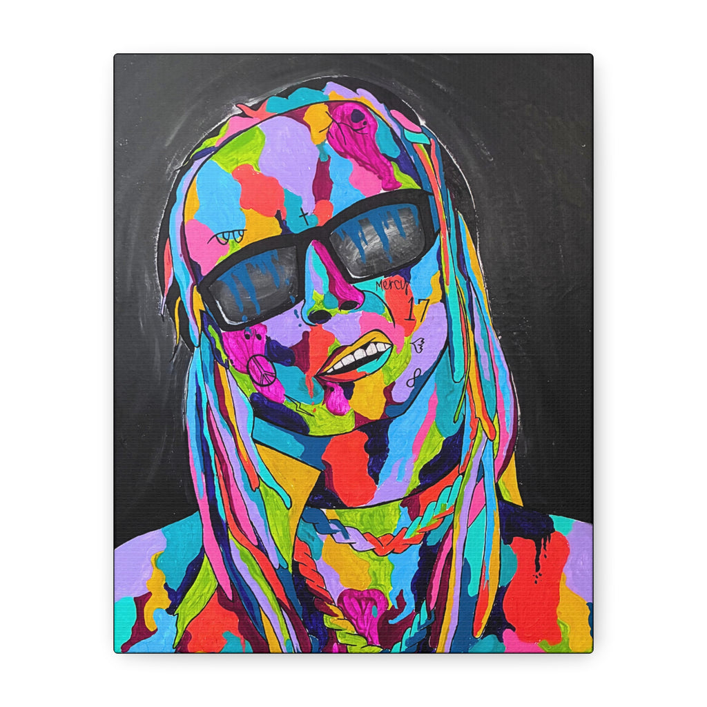 Rap Art - Lil' Wayne Urban Art Portrait Canvas — Colorful Matte Stretched Wall Art