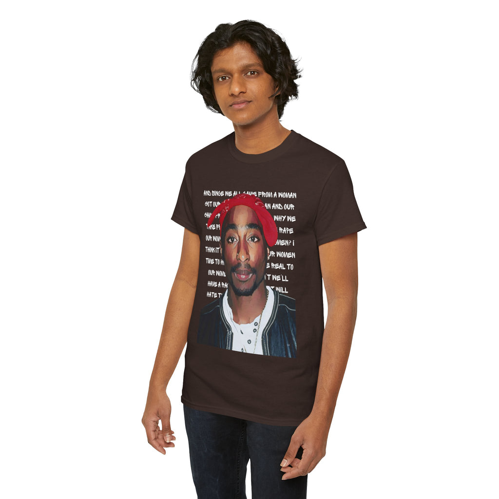 Pac Graphic Photo Tee with Keep Your Head Up Lyrics Text