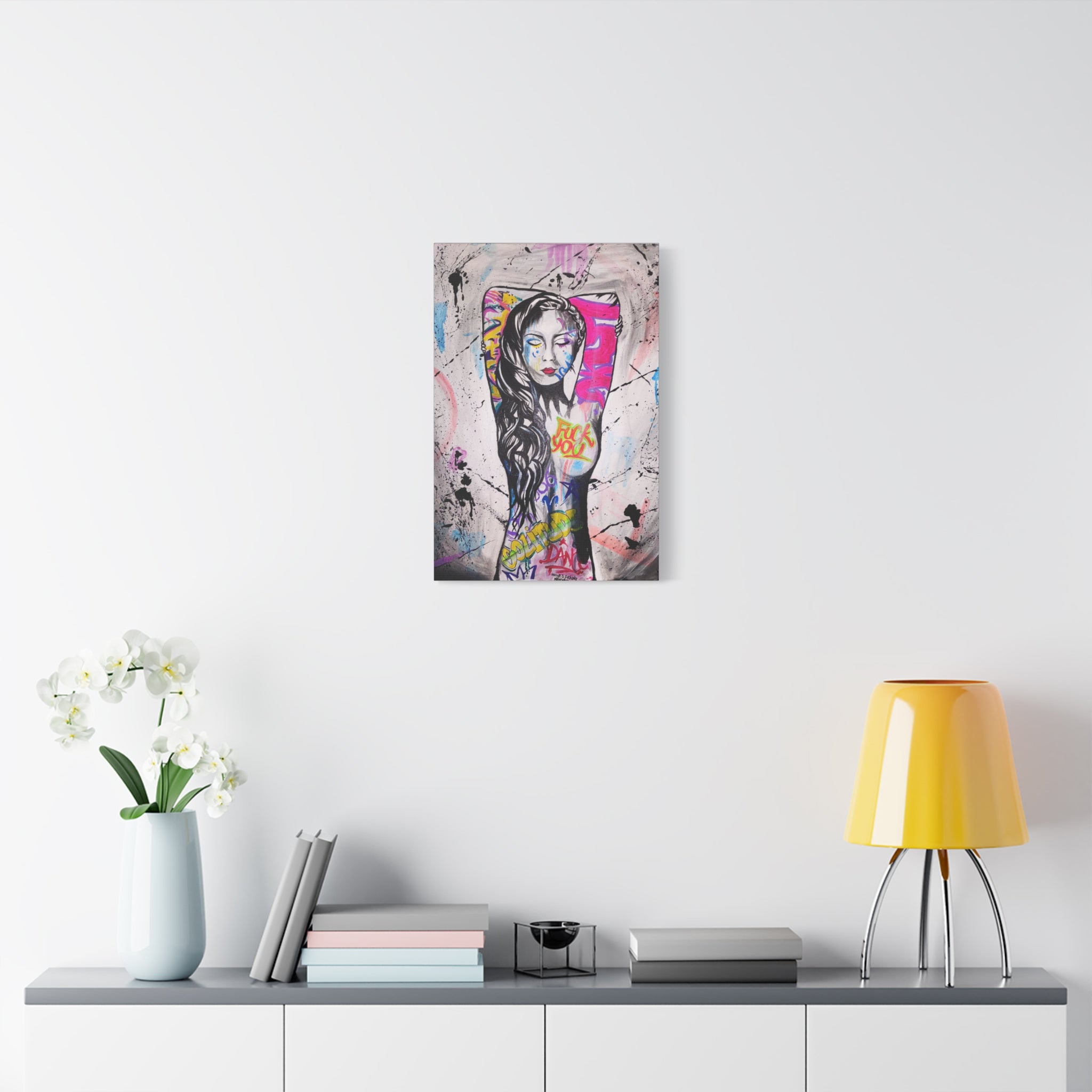 'Unlearnt' - Graffiti Portrait Matte Canvas Print — Urban Street Art Woman