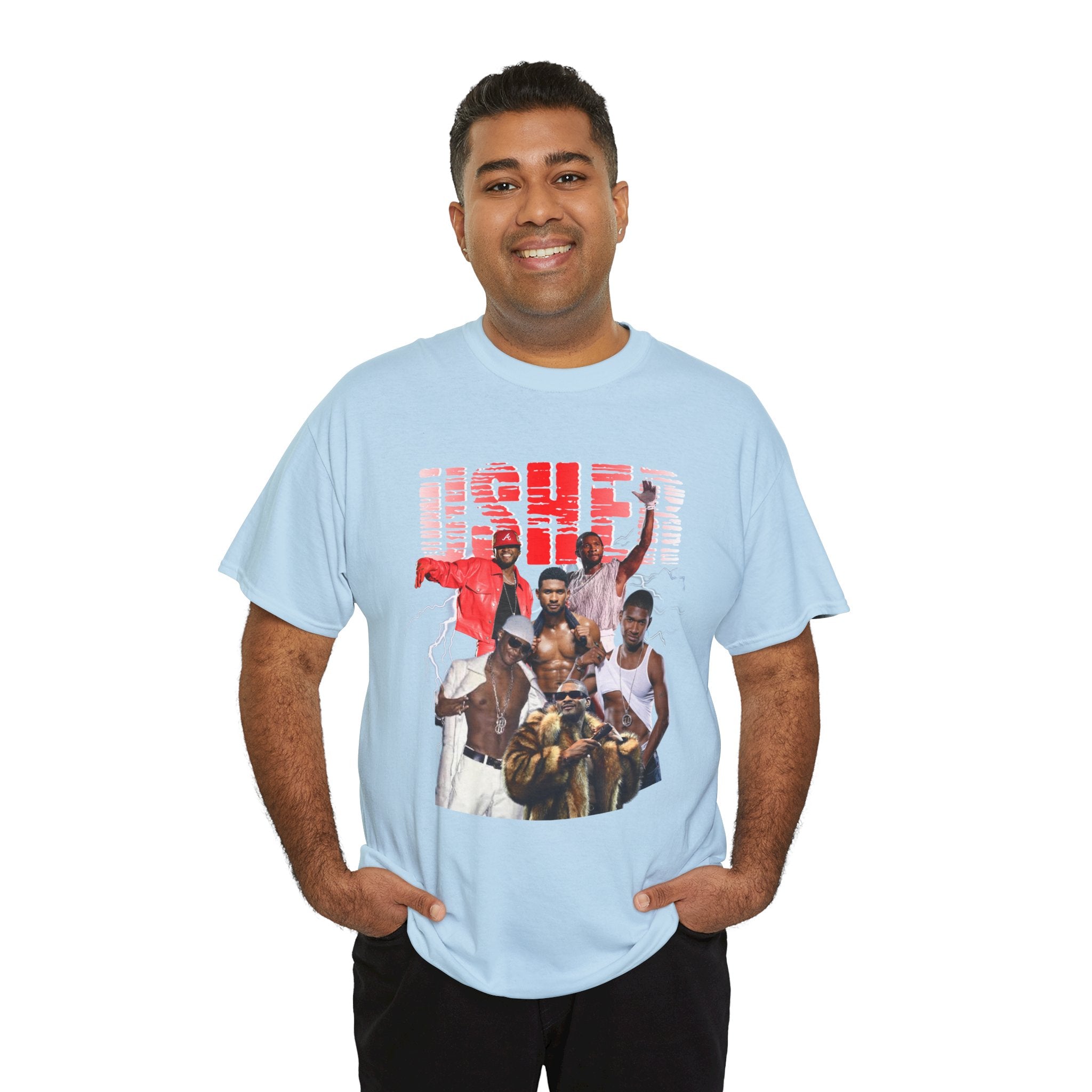 Usher Collage Graphic Tee — Retro R&B Concert Shirt