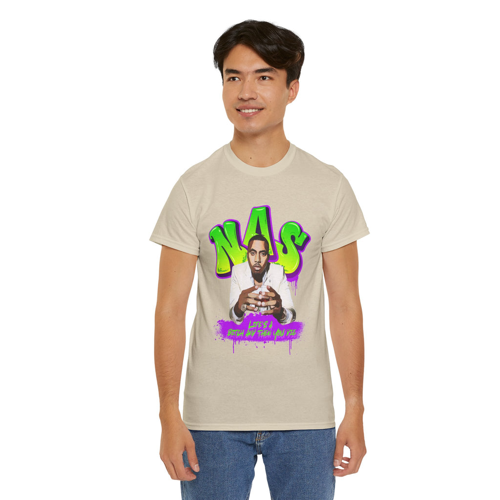 Nas Graphic Tee — Retro Graffiti Hip-Hop Tribute Shirt - Lifes a B*
