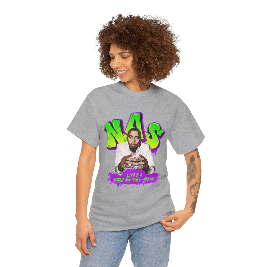 Nas Graphic Tee — Retro Graffiti Hip-Hop Tribute Shirt - Lifes a B*