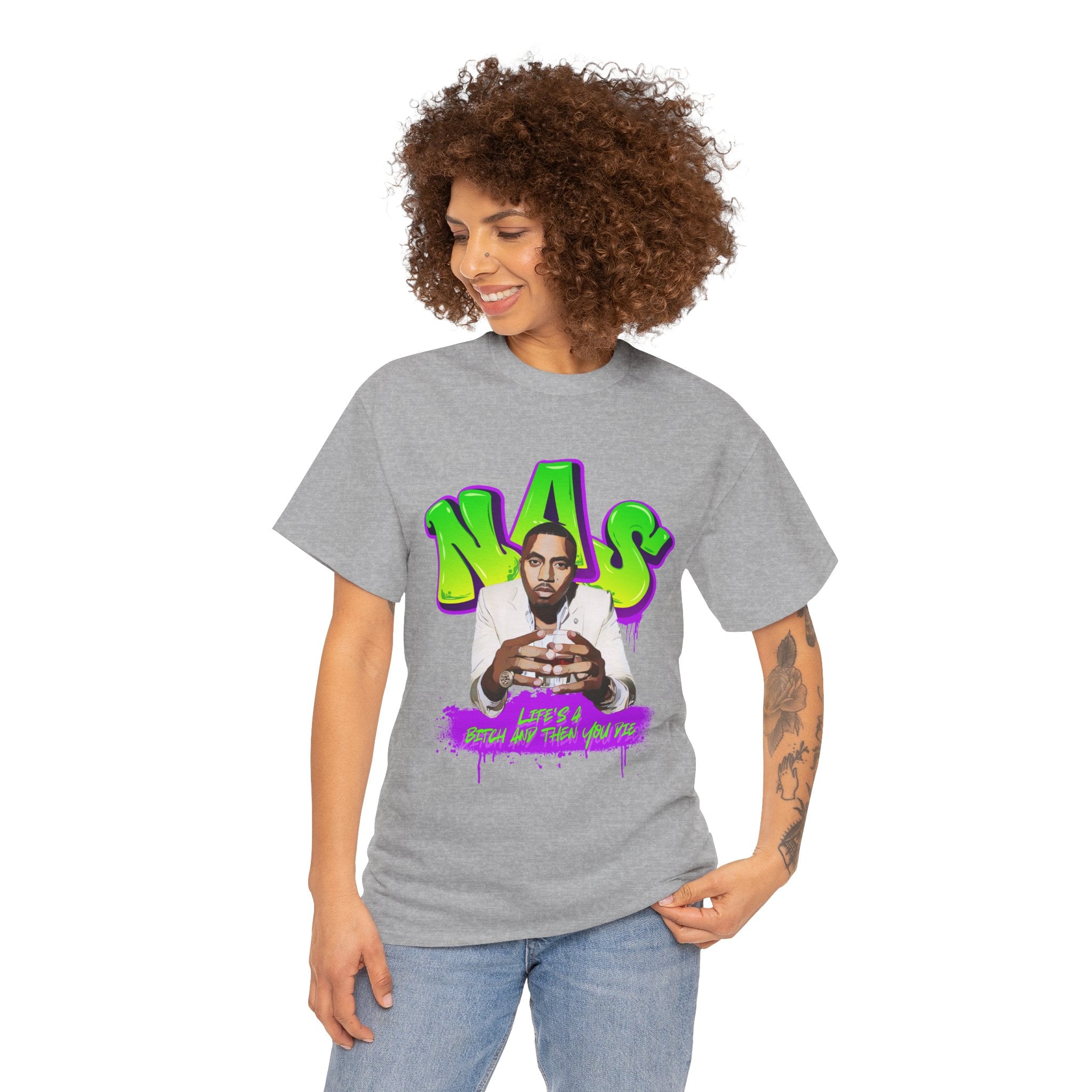 Nas Graphic Tee — Retro Graffiti Hip-Hop Tribute Shirt - Lifes a B*