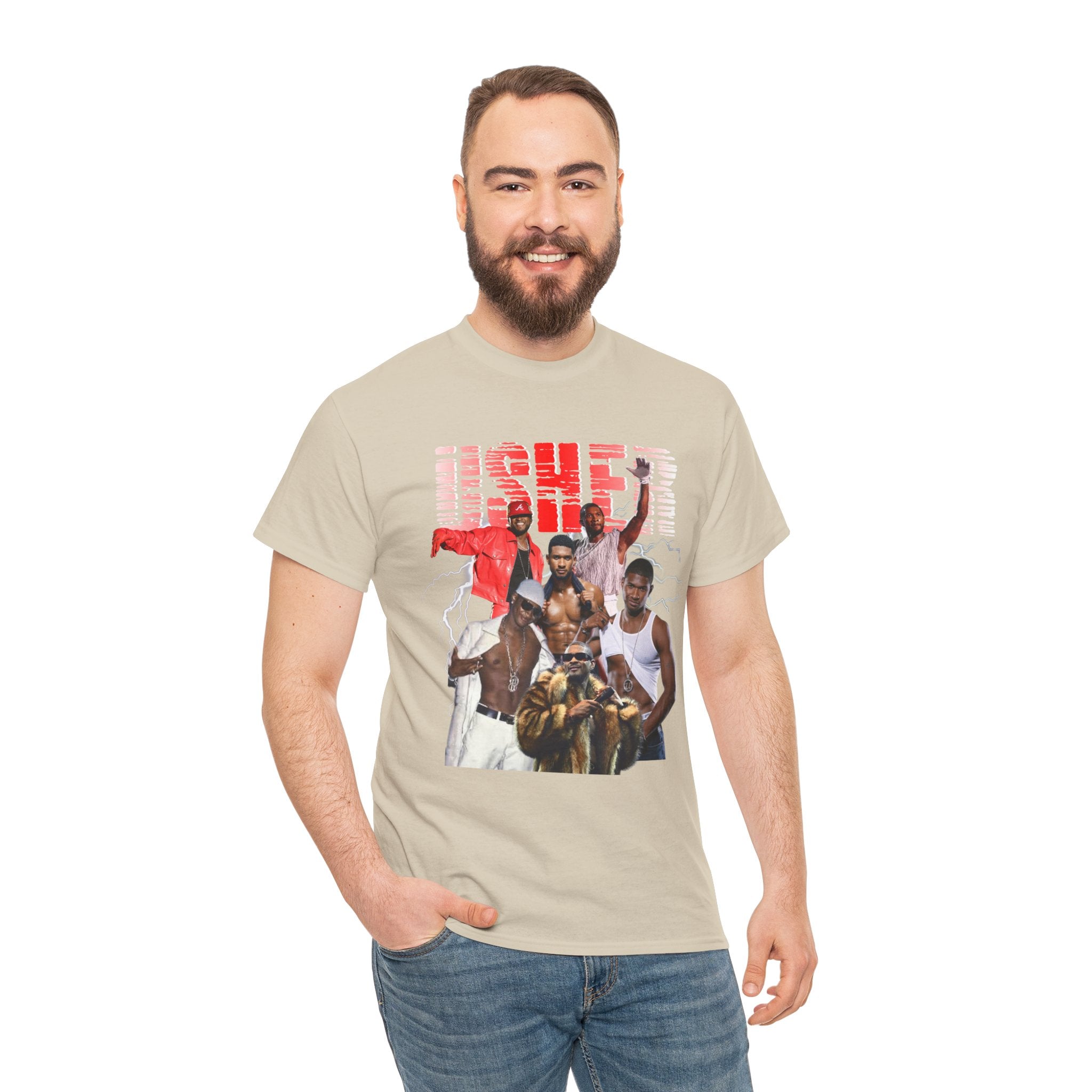 Usher Collage Graphic Tee — Retro R&B Concert Shirt