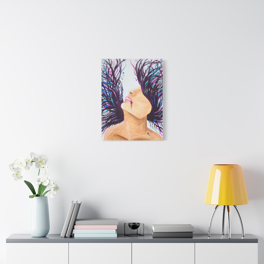 'Wild' - Surreal Woman with Flowing Hair Matte Canvas Wall Art