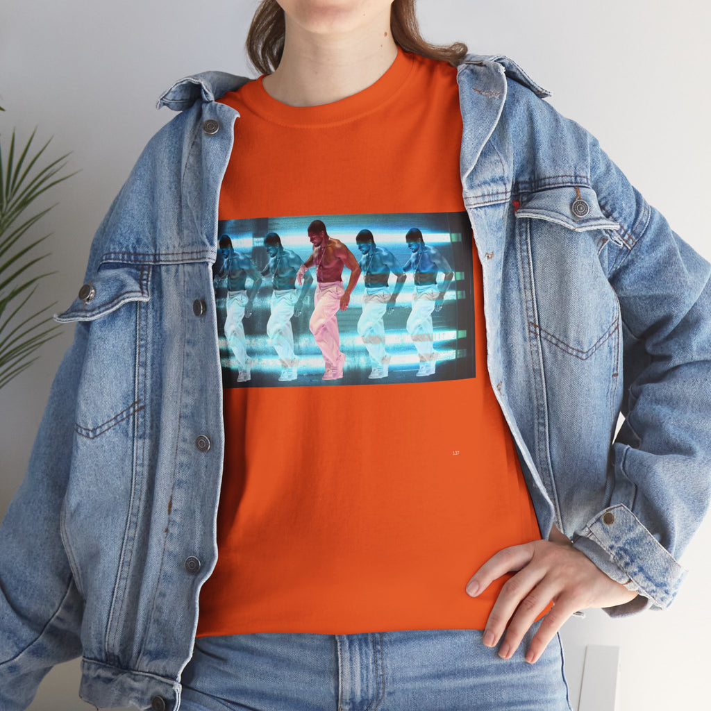 Usher Retro Dance Tee — Glitchy Neon Graphic T-Shirt