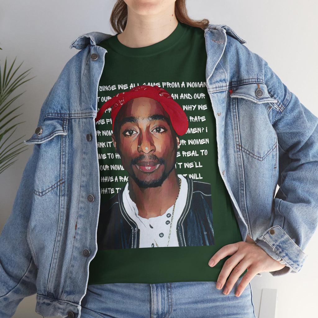 Pac Graphic Photo Tee with Keep Your Head Up Lyrics Text