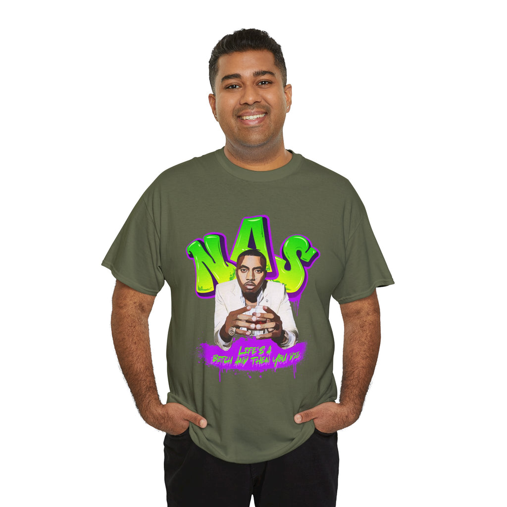 Nas Graphic Tee — Retro Graffiti Hip-Hop Tribute Shirt - Lifes a B*