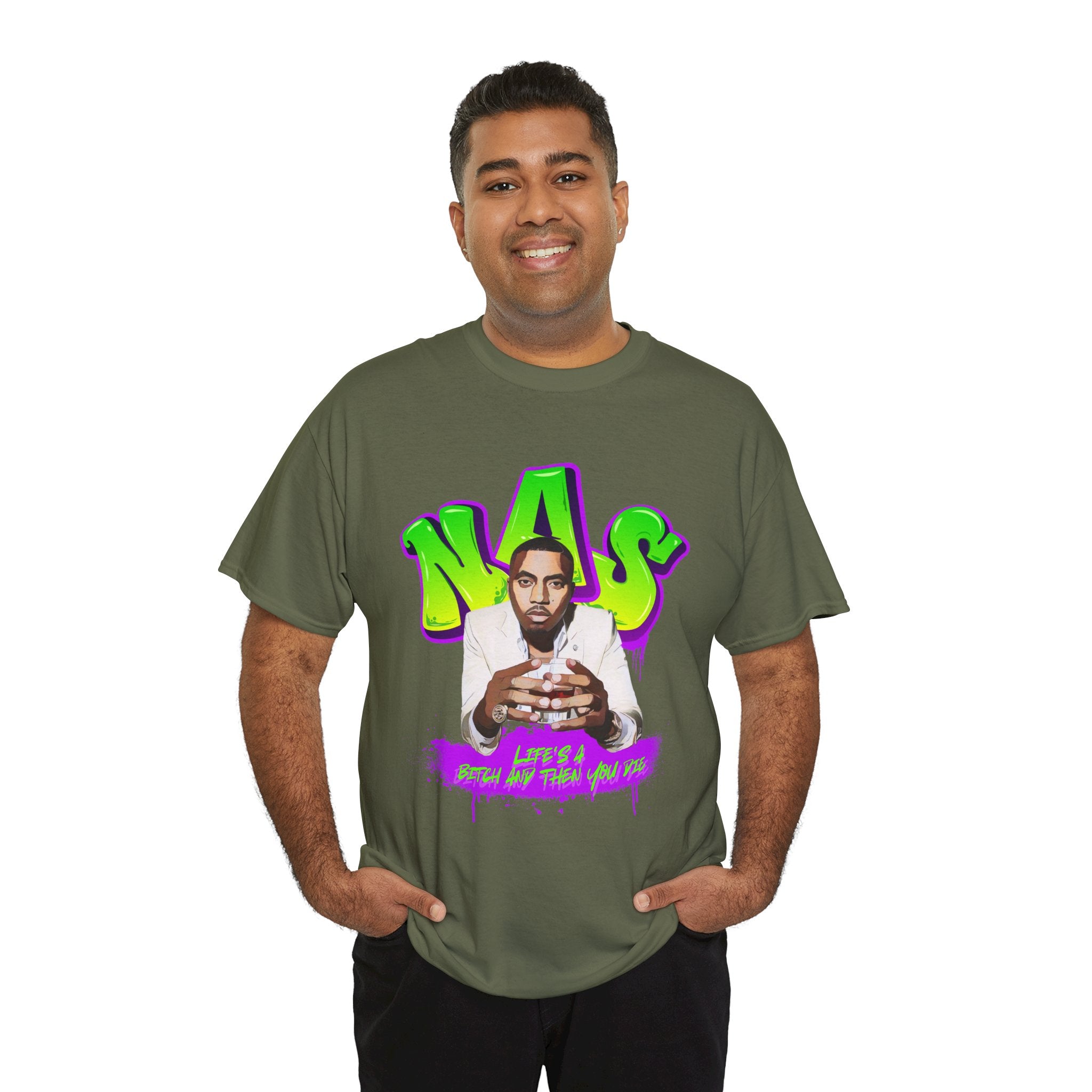 Nas Graphic Tee — Retro Graffiti Hip-Hop Tribute Shirt - Lifes a B*