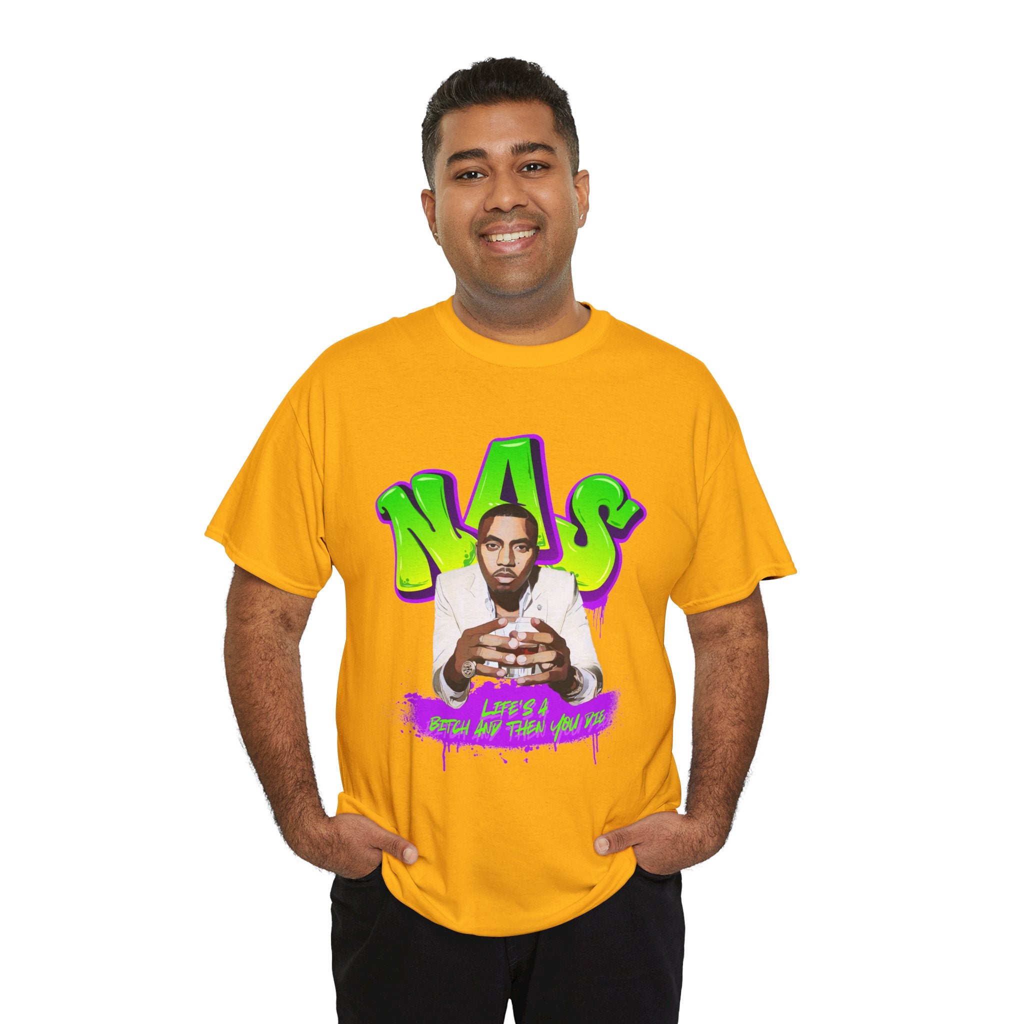 Nas Graphic Tee — Retro Graffiti Hip-Hop Tribute Shirt - Lifes a B*