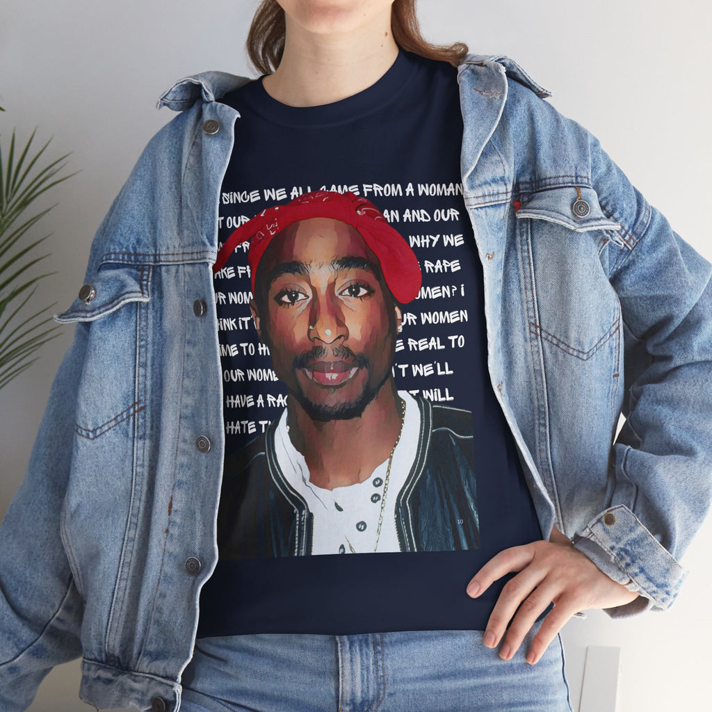 Pac Graphic Photo Tee with Keep Your Head Up Lyrics Text