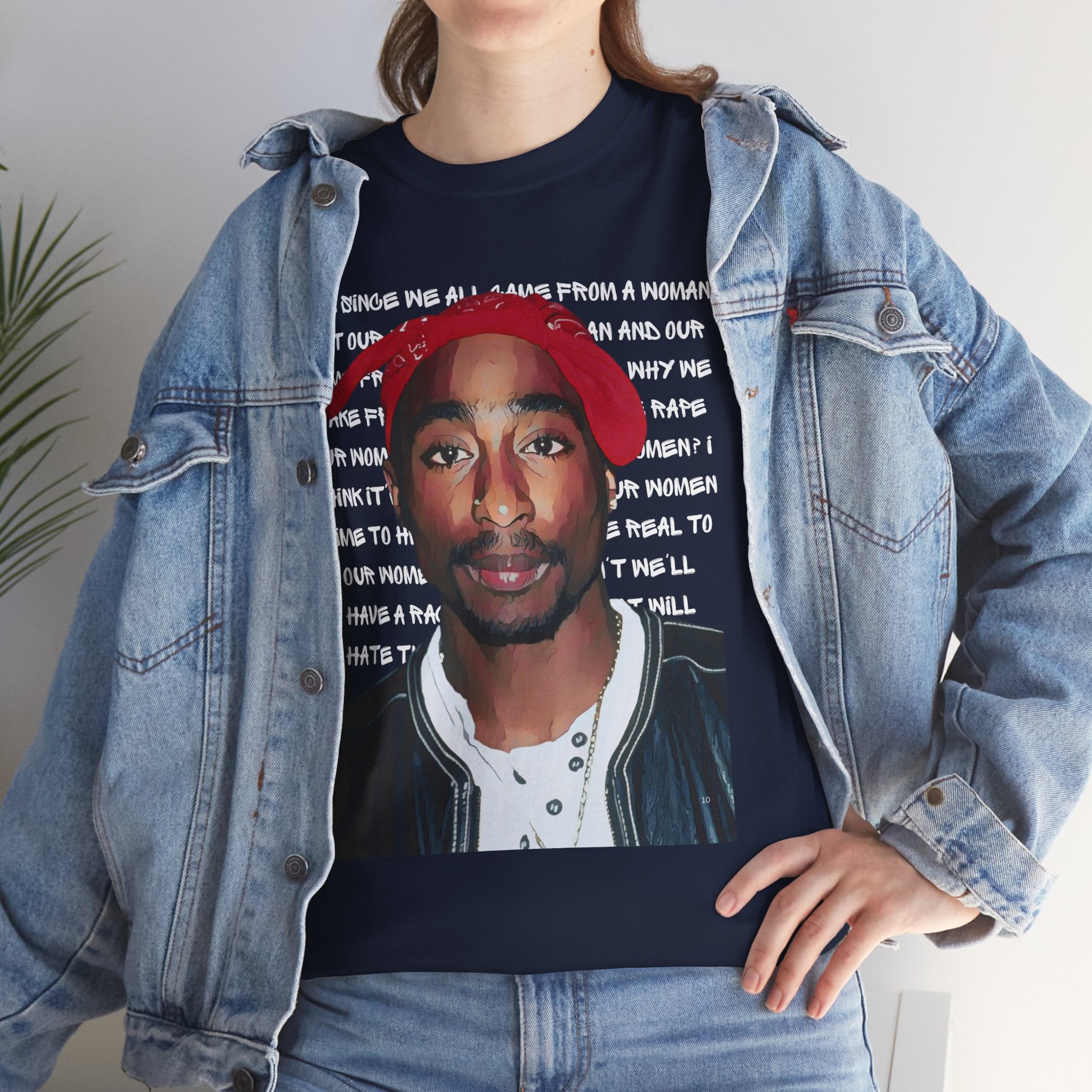 Pac Graphic Photo Tee with Keep Your Head Up Lyrics Text
