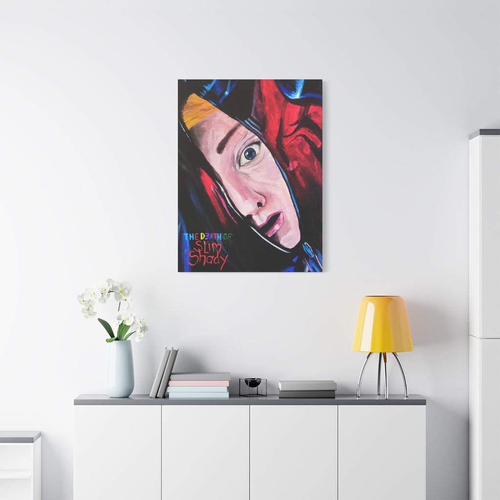 "The Death of Slim Shady" Album Cover Portrait with Acyrlic Paint Print (Stretched 1.25") Matte Canvas Print